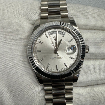 Rolex Day-Date II 41mm Silver Dial Watch Ref# 218239 - Happy Jewelers Fine Jewelry Lifetime Warranty