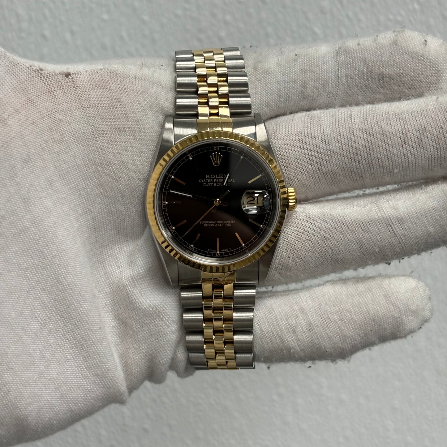 Rolex Datejust 36mm Black Dial Watch Ref# 16233