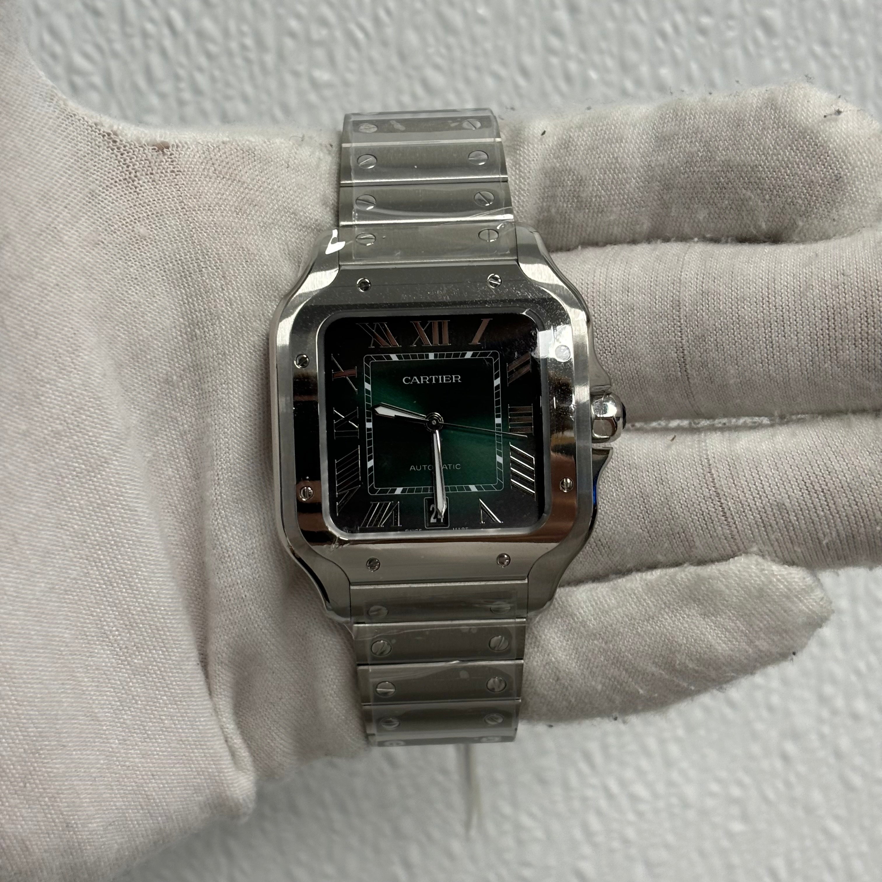 Cartier Santos 40mm Green Dial Ref# WSSA0062 - Happy Jewelers Fine Jewelry Lifetime Warranty