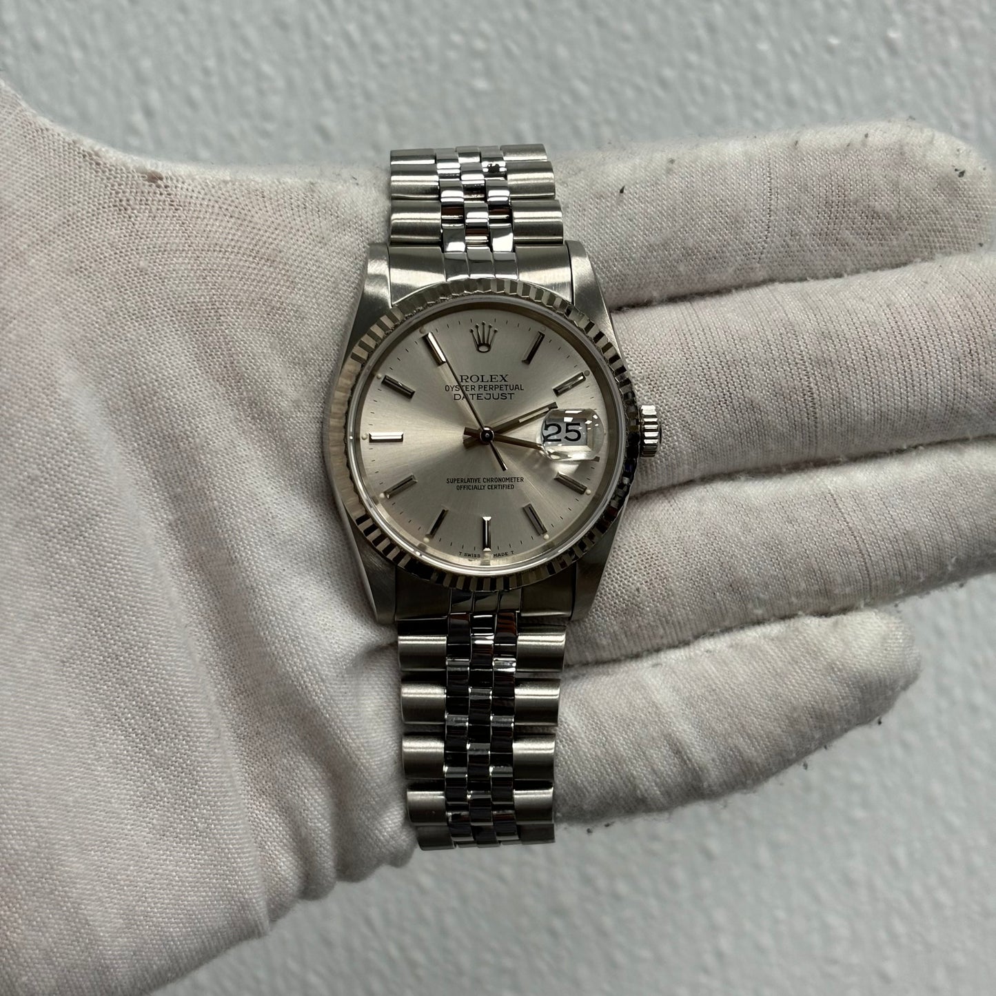 Rolex Datejust 36mm Silver Dial Watch Ref# 16234