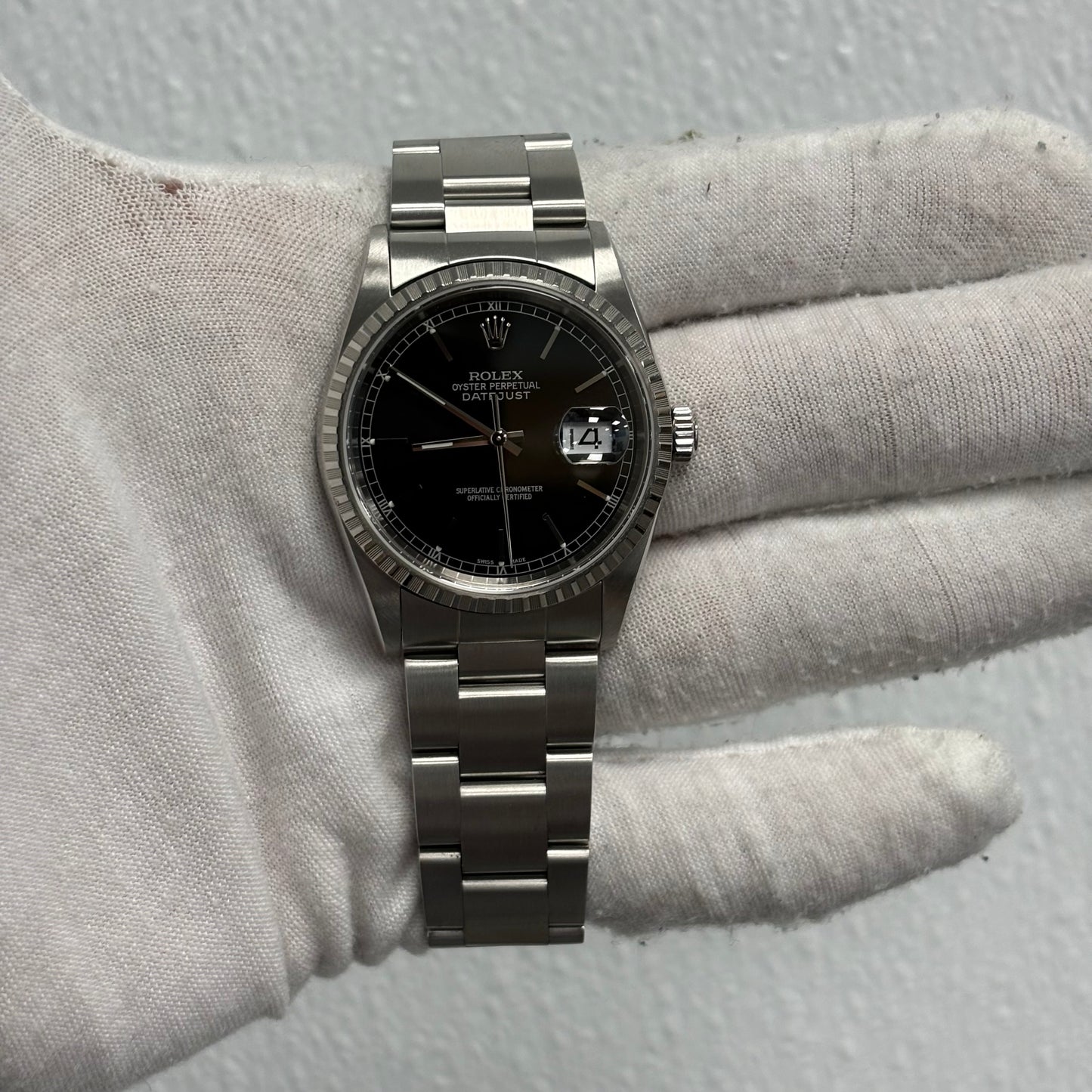 Rolex Datejust 36mm Black Dial Watch Ref# 16220