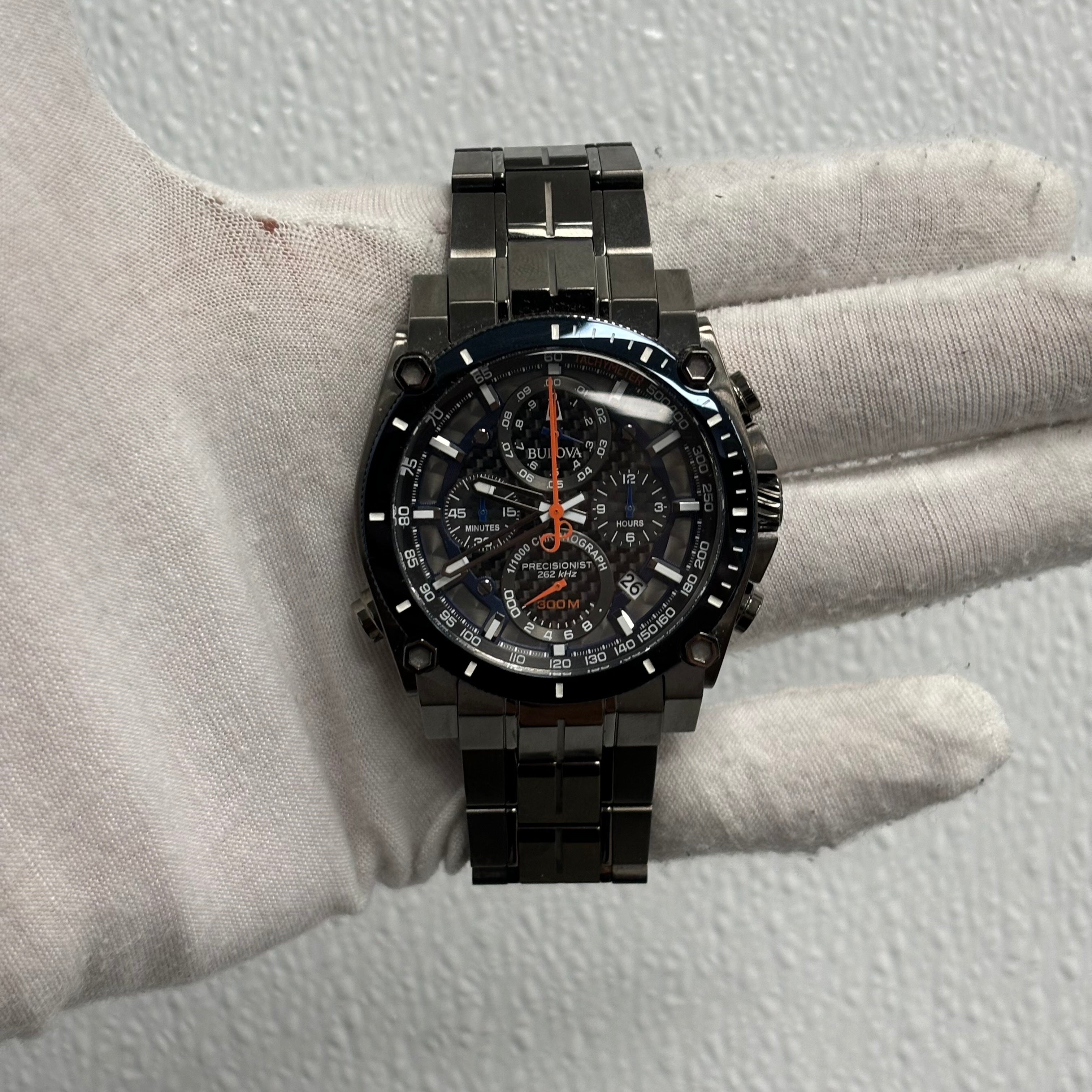 Bulova Precisionist 46mm Carbon Dial Watch Ref# 98B343 – Happy