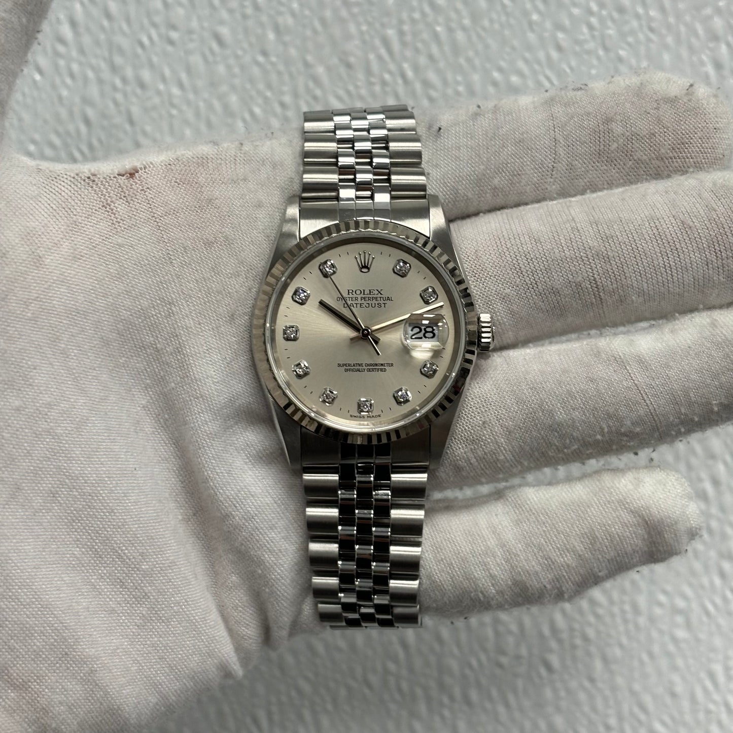 Rolex Datejust 36mm Silver Dial Watch Ref# 16234