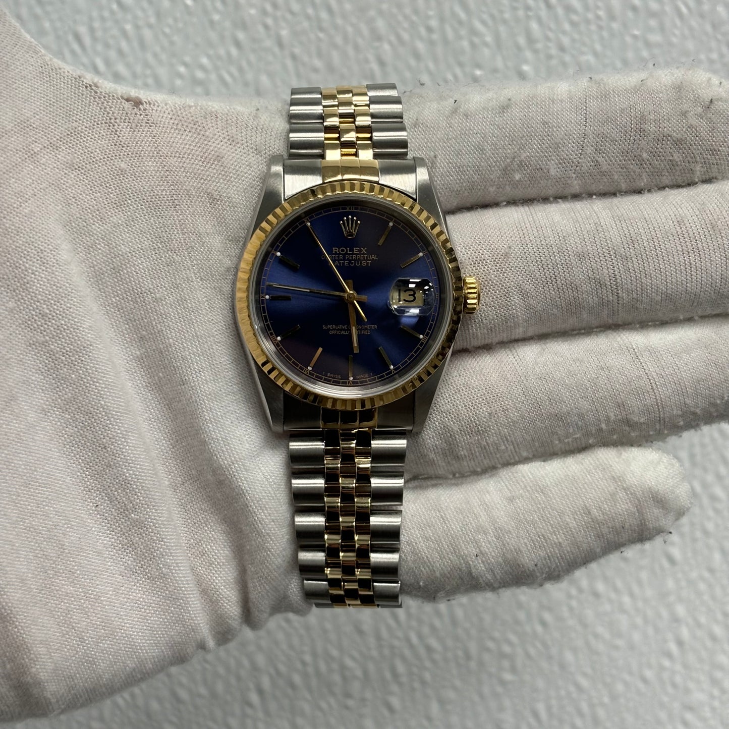 Rolex Datejust 36mm Blue Dial Watch Ref# 16233