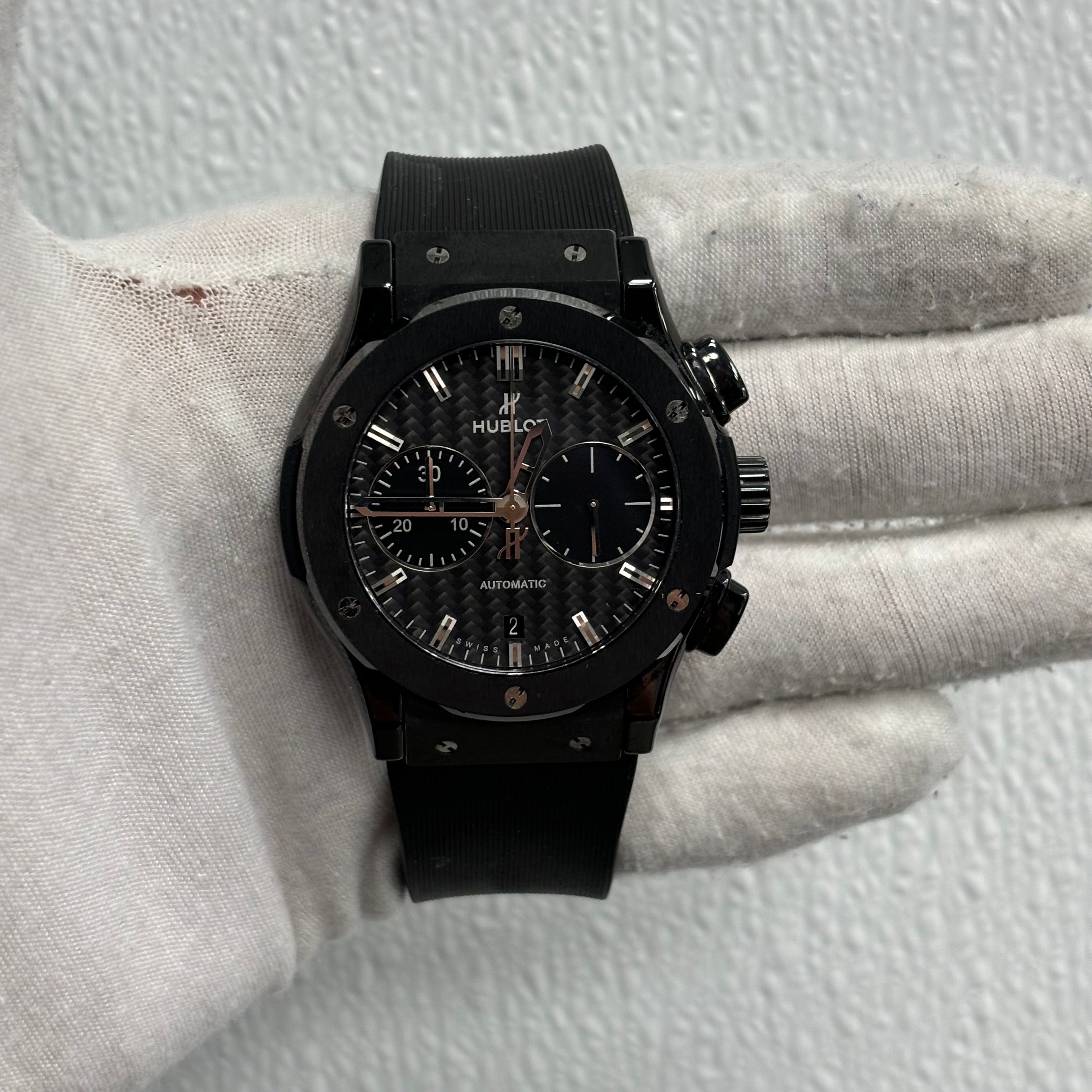 Hublot Classic Fusion 42mm Carbon Dial Watch Ref# 541.CM.1771.RX - Happy Jewelers Fine Jewelry Lifetime Warranty