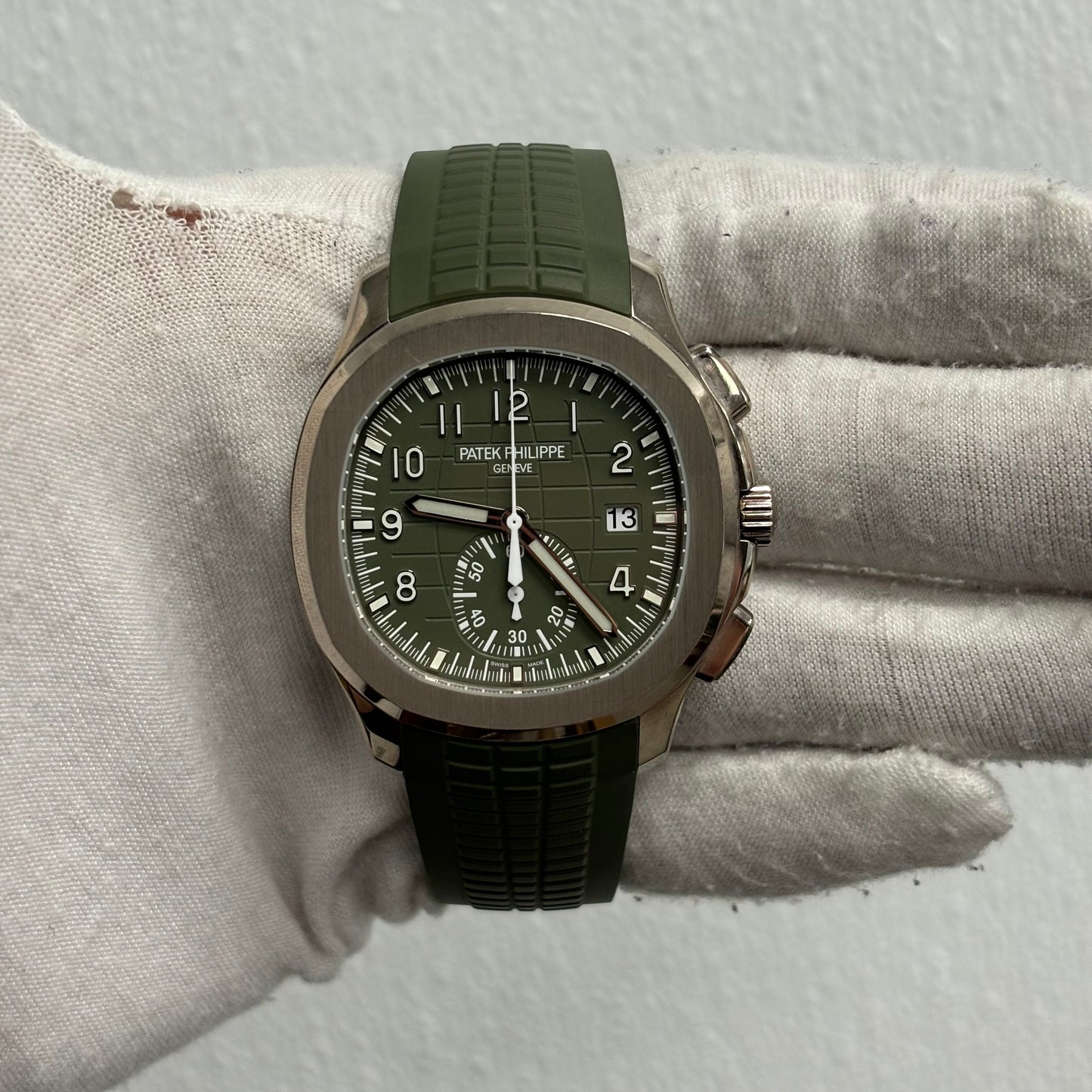 Patek Philippe Aquanaut 42mm Green Dial Watch Ref# 5968G-010