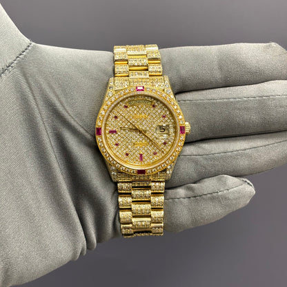 Rolex Day-Date 36mm Pave Dial Watch Ref# 18238 - Happy Jewelers Fine Jewelry Lifetime Warranty