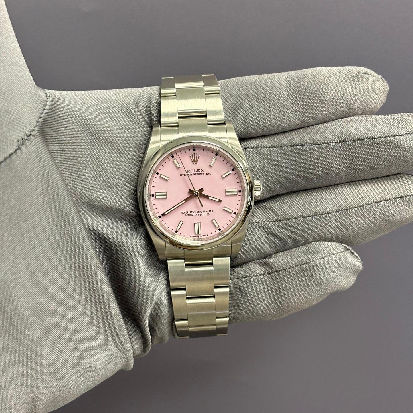 Rolex Oyster Perpetual 36mm Pink Dial Watch Ref# 126000