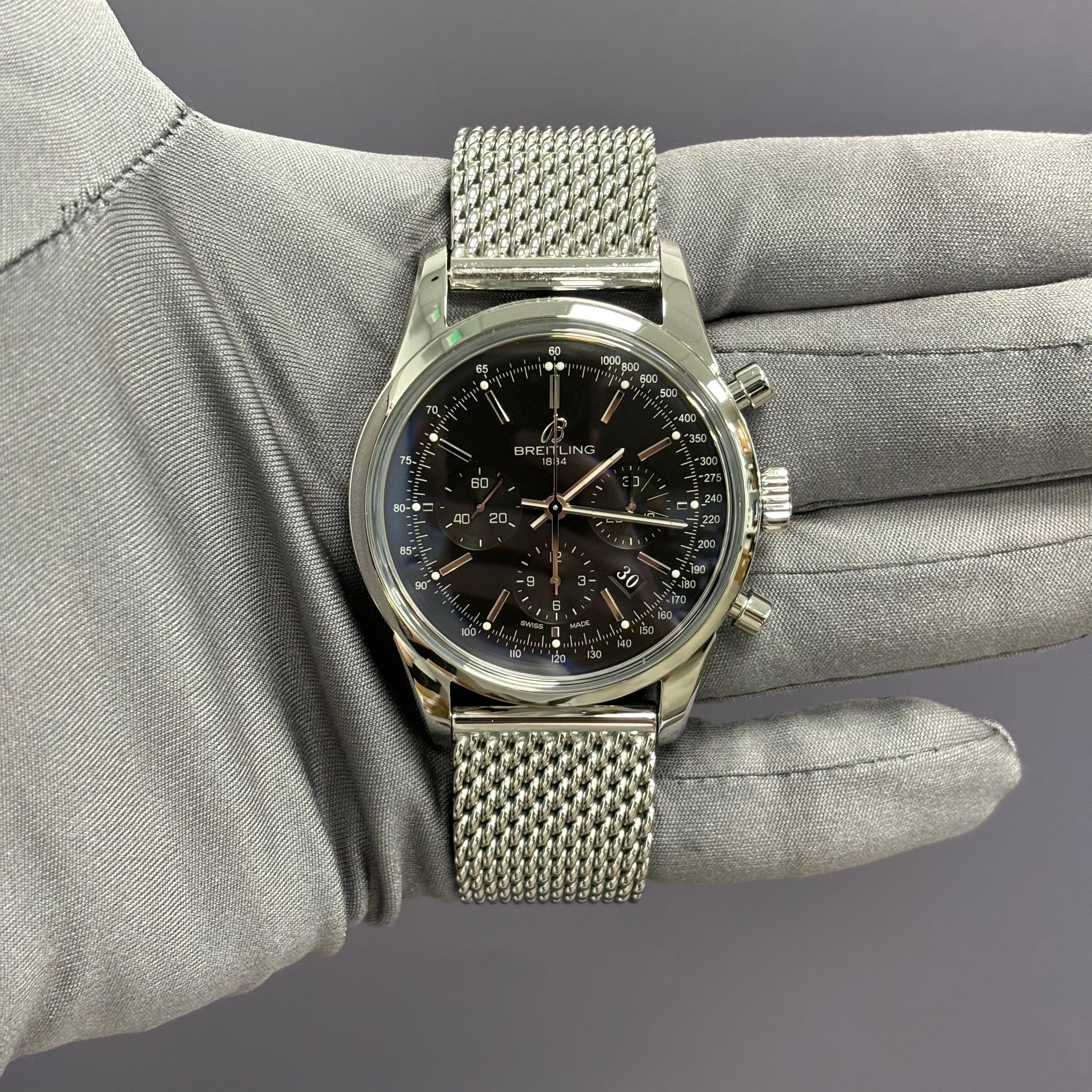 Breitling Transocean 43mm Black Dial Watch Ref# AB0152 - Happy Jewelers Fine Jewelry Lifetime Warranty