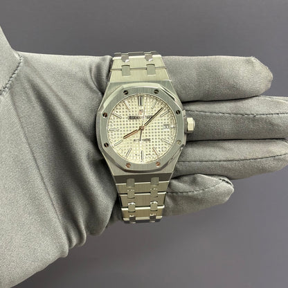 Audemars Piguet 37mm White Dial Ref# 15450ST.OO.1256ST.01 - Happy Jewelers Fine Jewelry Lifetime Warranty