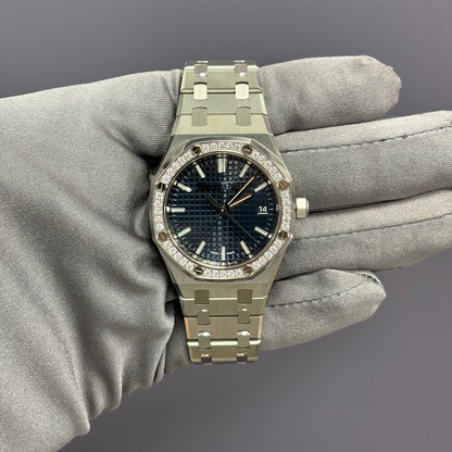 Audemars Piguet Royal Oak 34mm Blue Dial Watch Ref# 77451ST.ZZ.1361ST.04 - Happy Jewelers Fine Jewelry Lifetime Warranty