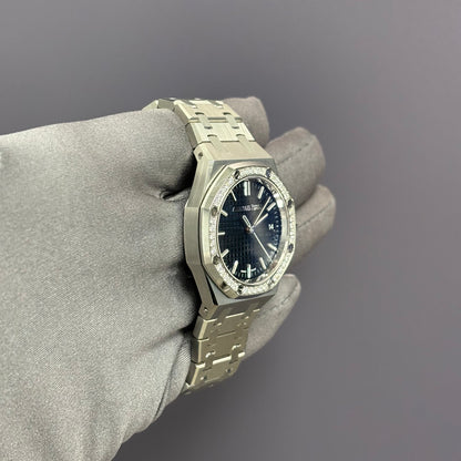 Audemars Piguet Royal Oak 34mm Blue Dial Watch Ref# 77451ST.ZZ.1361ST.04 - Happy Jewelers Fine Jewelry Lifetime Warranty