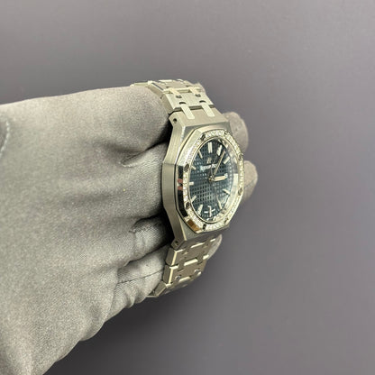 Audemars Piguet Royal Oak 34mm Blue Dial Watch Ref# 77351ST.ZZ.1261ST.01 - Happy Jewelers Fine Jewelry Lifetime Warranty