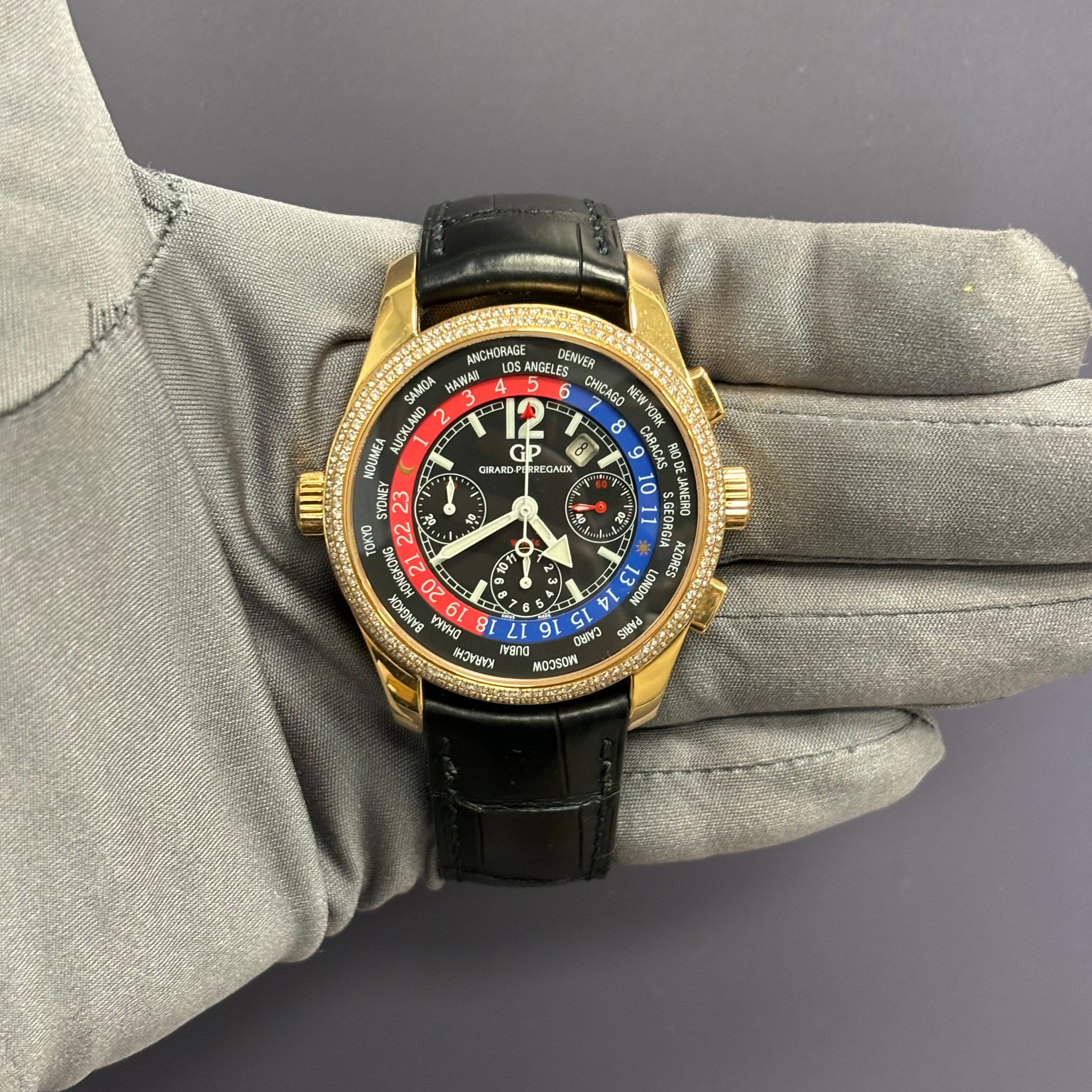 Girard Perregaux World Timer 43mm Black Dial Watch Ref# 49800 - Happy Jewelers Fine Jewelry Lifetime Warranty