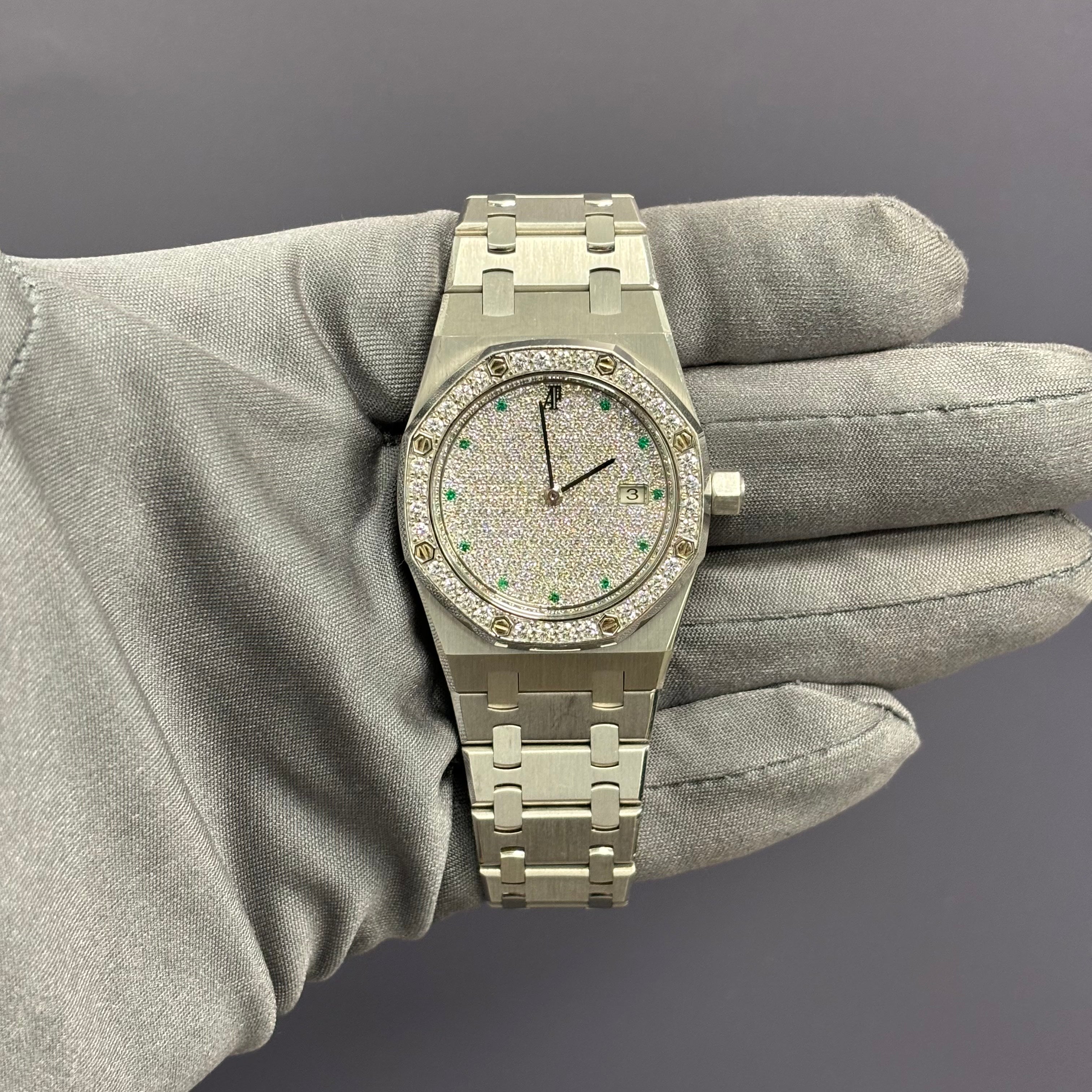 Audemars Piguet Royal Oak 34mm Pave Dial Watch Ref# 15054BC.ZZ.0789BC.01 - Happy Jewelers Fine Jewelry Lifetime Warranty