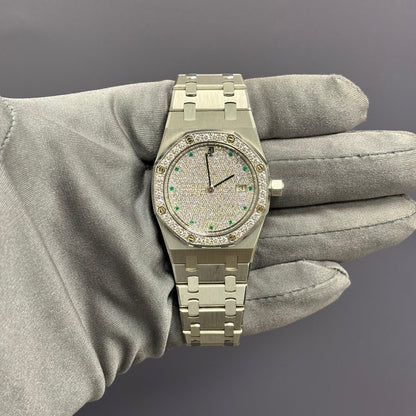 Audemars Piguet Royal Oak 34mm Pave Dial Watch Ref# 15054BC.ZZ.0789BC.01 - Happy Jewelers Fine Jewelry Lifetime Warranty