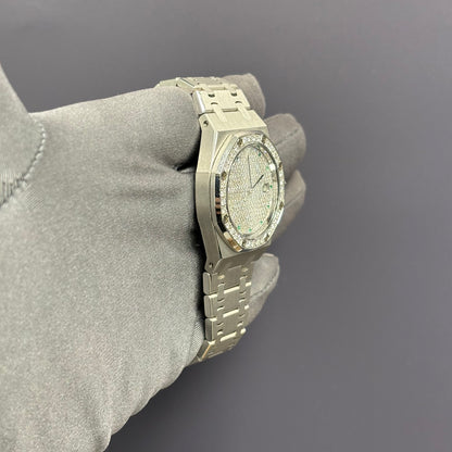 Audemars Piguet Royal Oak 34mm Pave Dial Watch Ref# 15054BC.ZZ.0789BC.01 - Happy Jewelers Fine Jewelry Lifetime Warranty