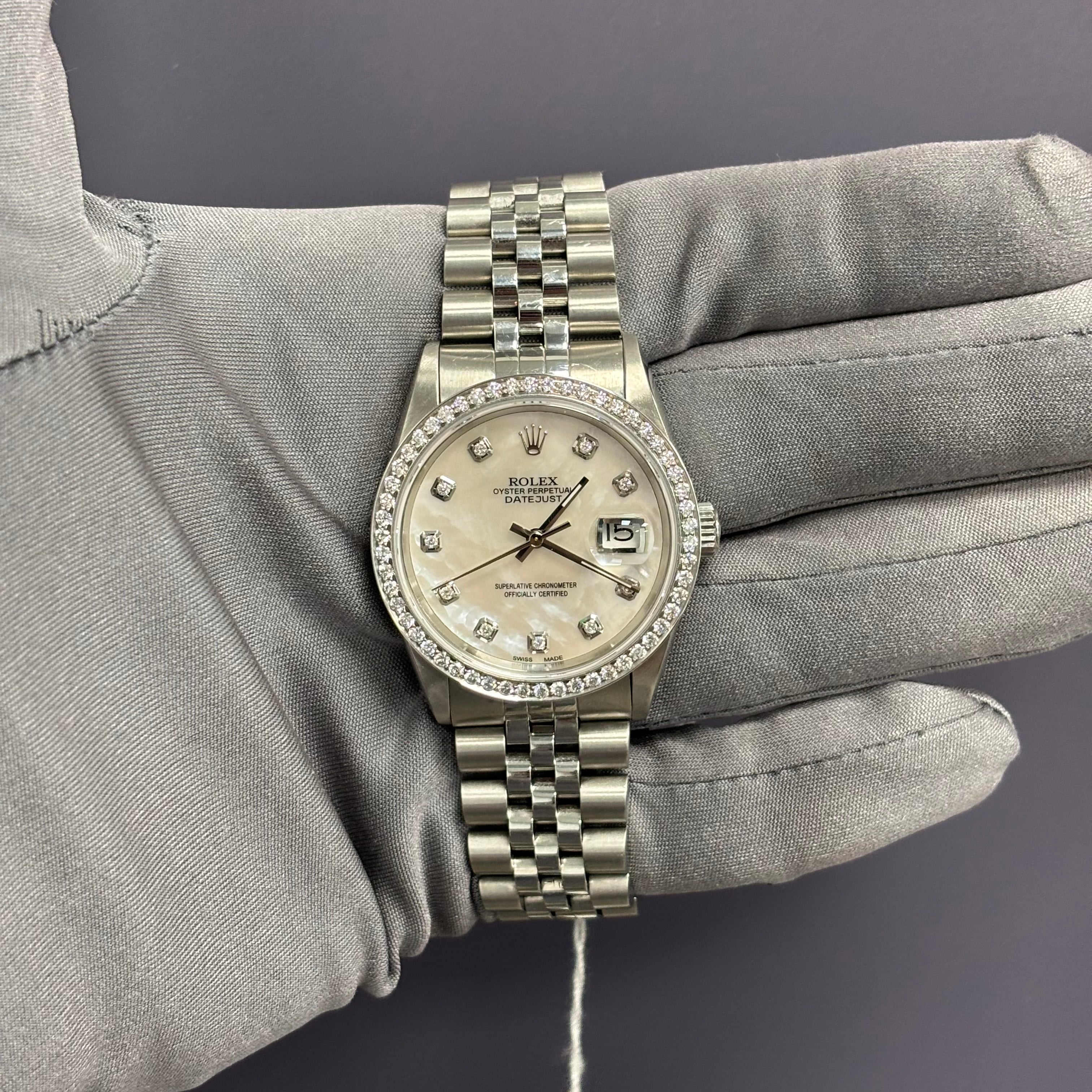 Rolex Datejust 36mm MOP Dial Watch Ref# 16200 - Happy Jewelers Fine Jewelry Lifetime Warranty
