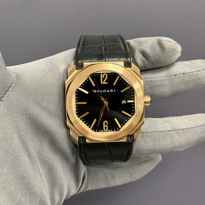 Bvlgari Octo 41mm Rose Gold Black Dial Ref# 102250 BGO P 41 G - Happy Jewelers Fine Jewelry Lifetime Warranty