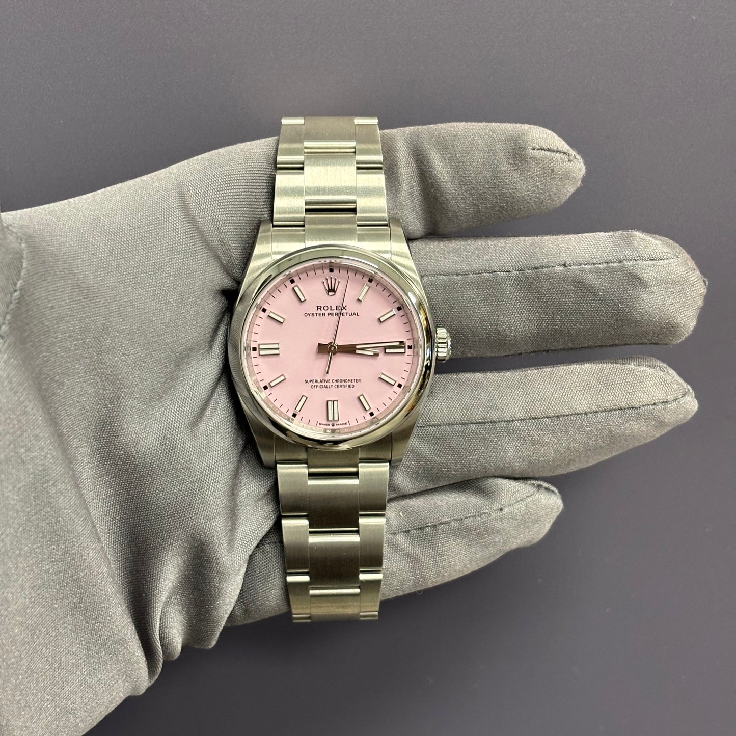 Rolex Oyster Perpetual 36mm Pink Dial Watch Ref# 126000