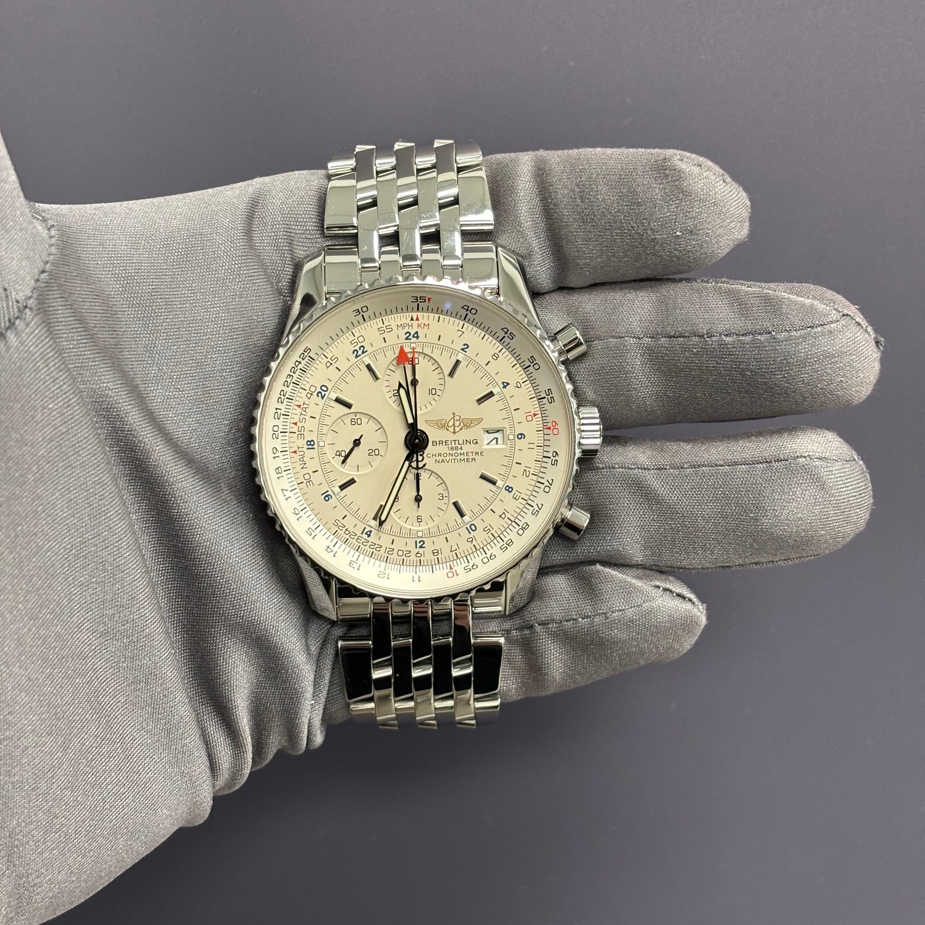 Breitling Navitimer 46mm White Dial Watch Ref# A24322 - Happy Jewelers Fine Jewelry Lifetime Warranty