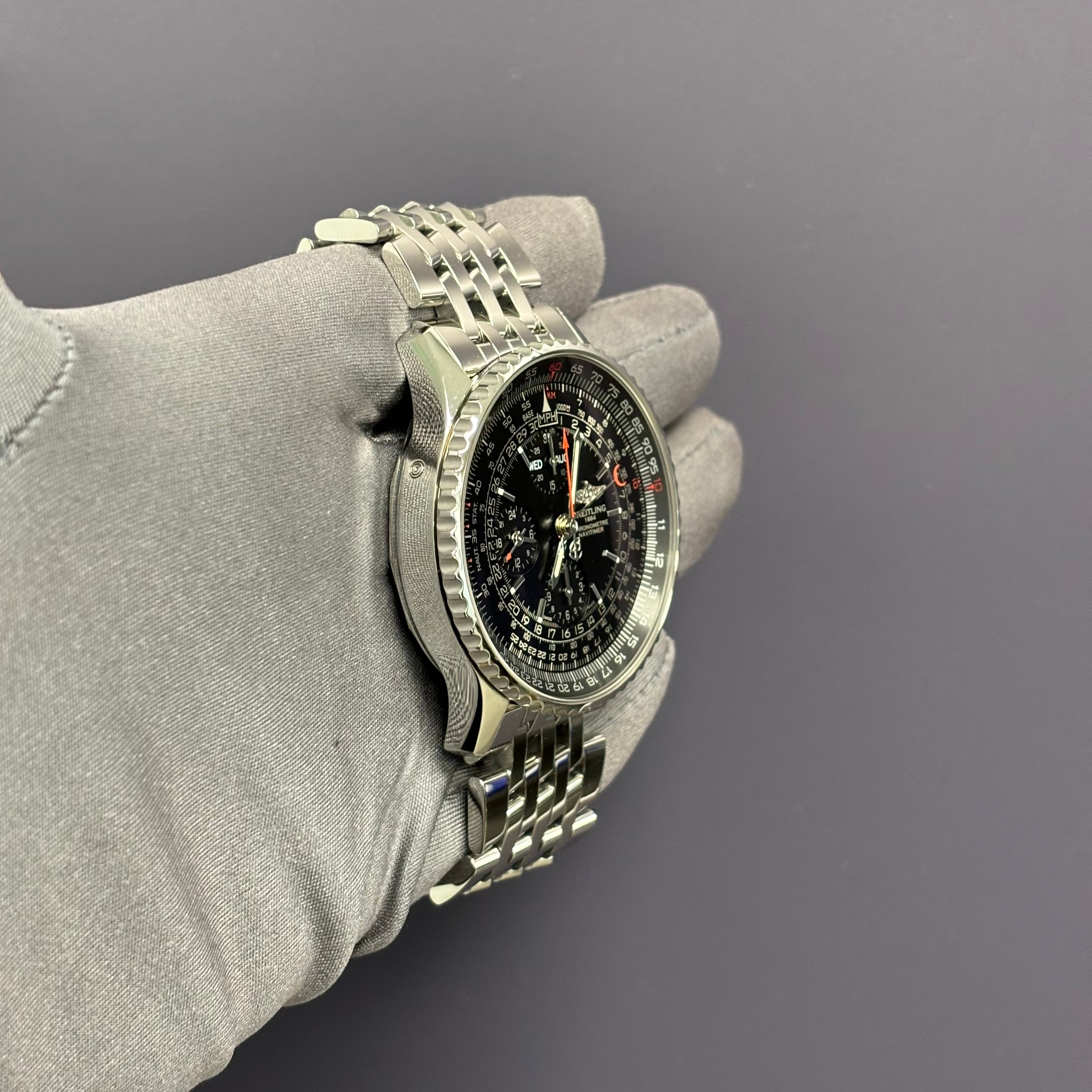 Breitling Navitimer 46mm Black Dial Watch Ref# A21350 - Happy Jewelers Fine Jewelry Lifetime Warranty