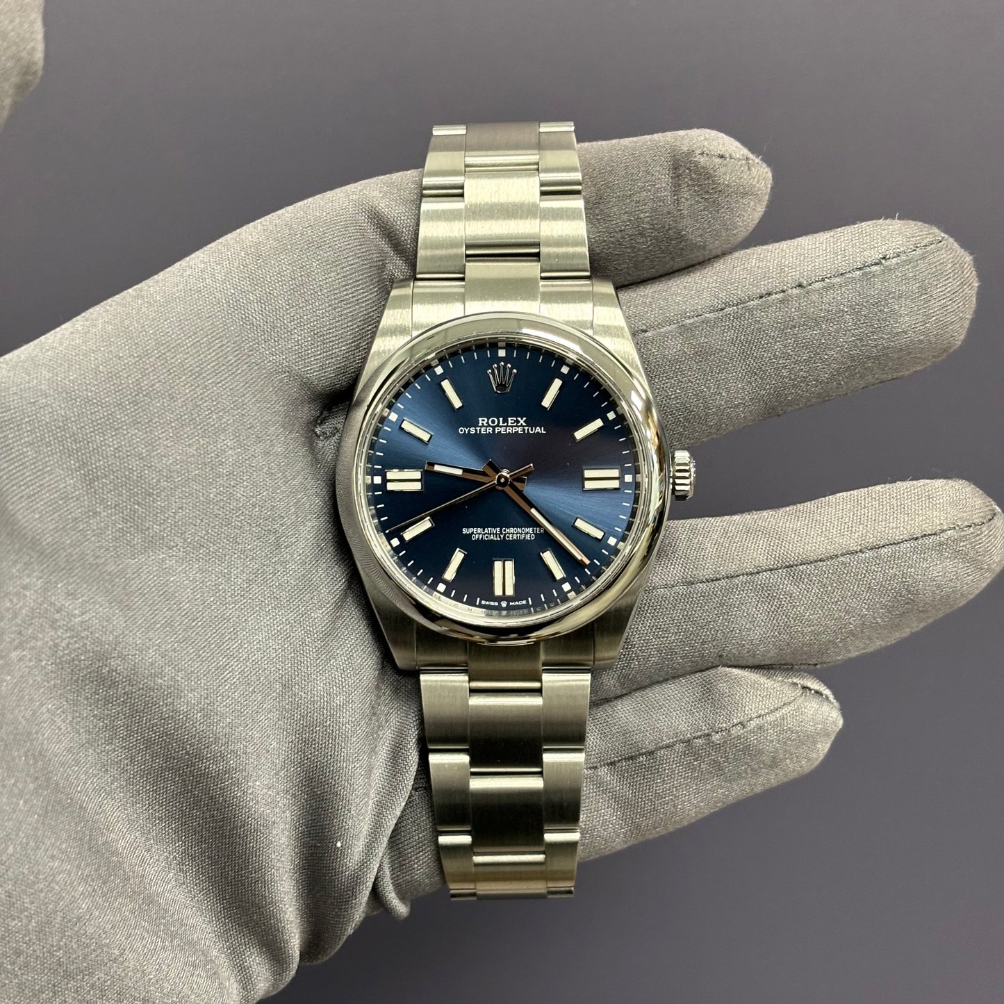 Rolex Oyster Perpetual 41mm Blue Dial Watch Ref# 124300