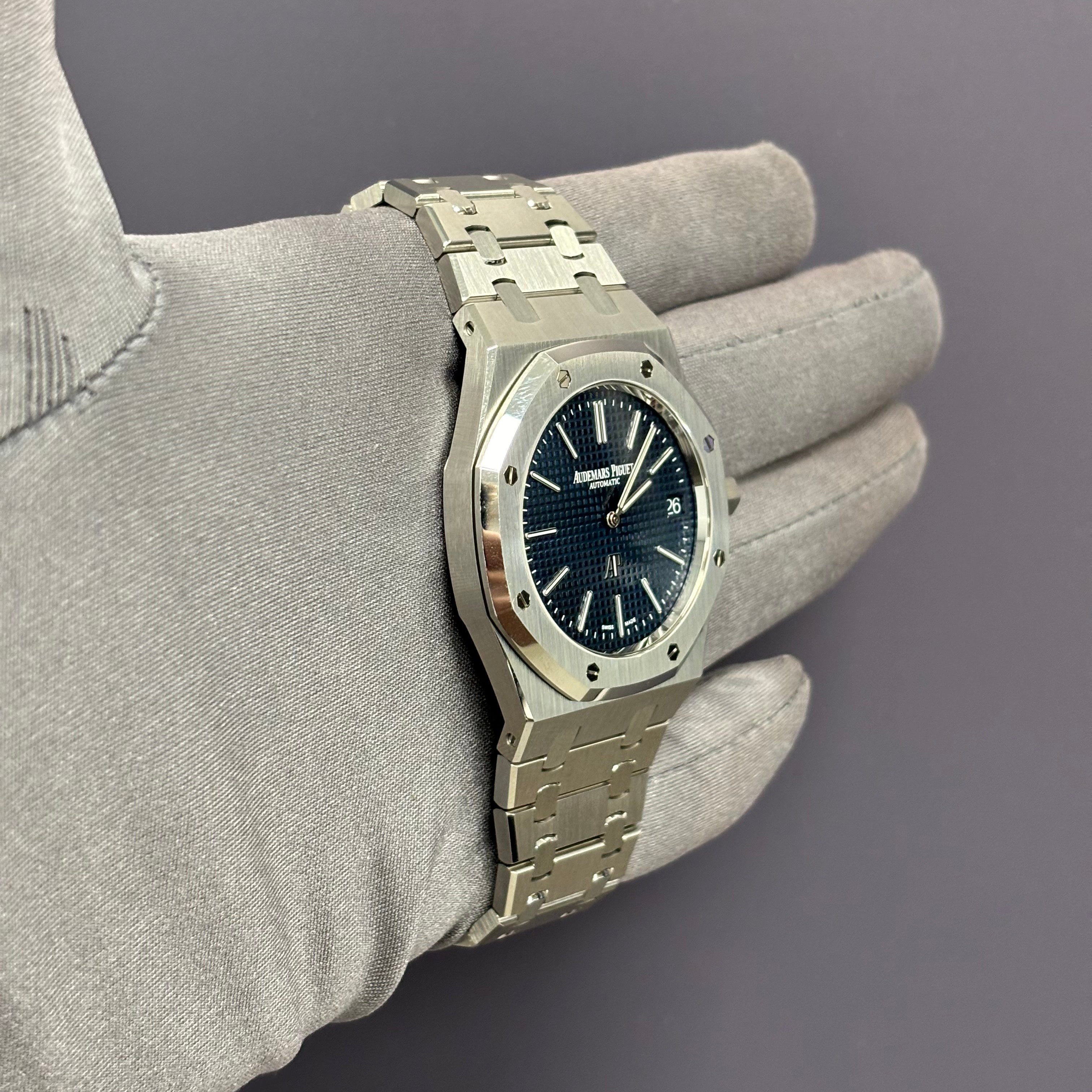 Audemars Piguet Royal Oak 39mm Blue Dial Watch Ref# 16202ST.OO.1240ST.02 - Happy Jewelers Fine Jewelry Lifetime Warranty