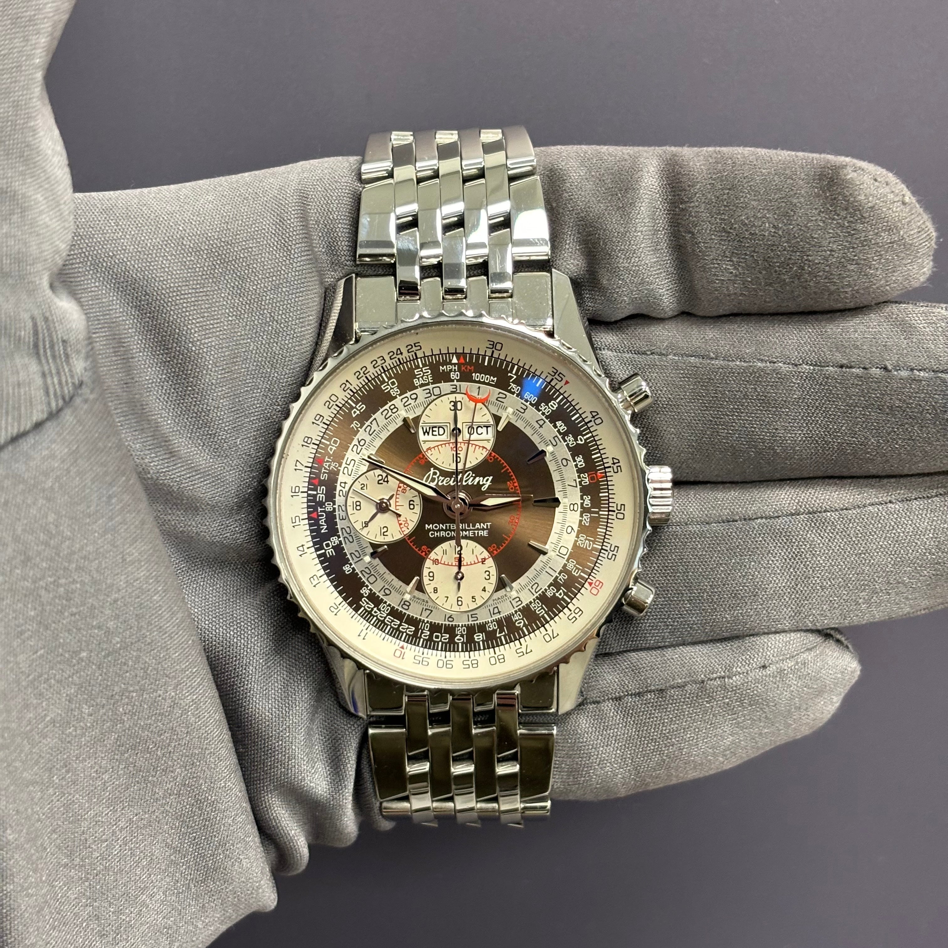 Breitling Montbrillant 43mm Brown/Silver Dial Watch Ref# A21330 - Happy Jewelers Fine Jewelry Lifetime Warranty