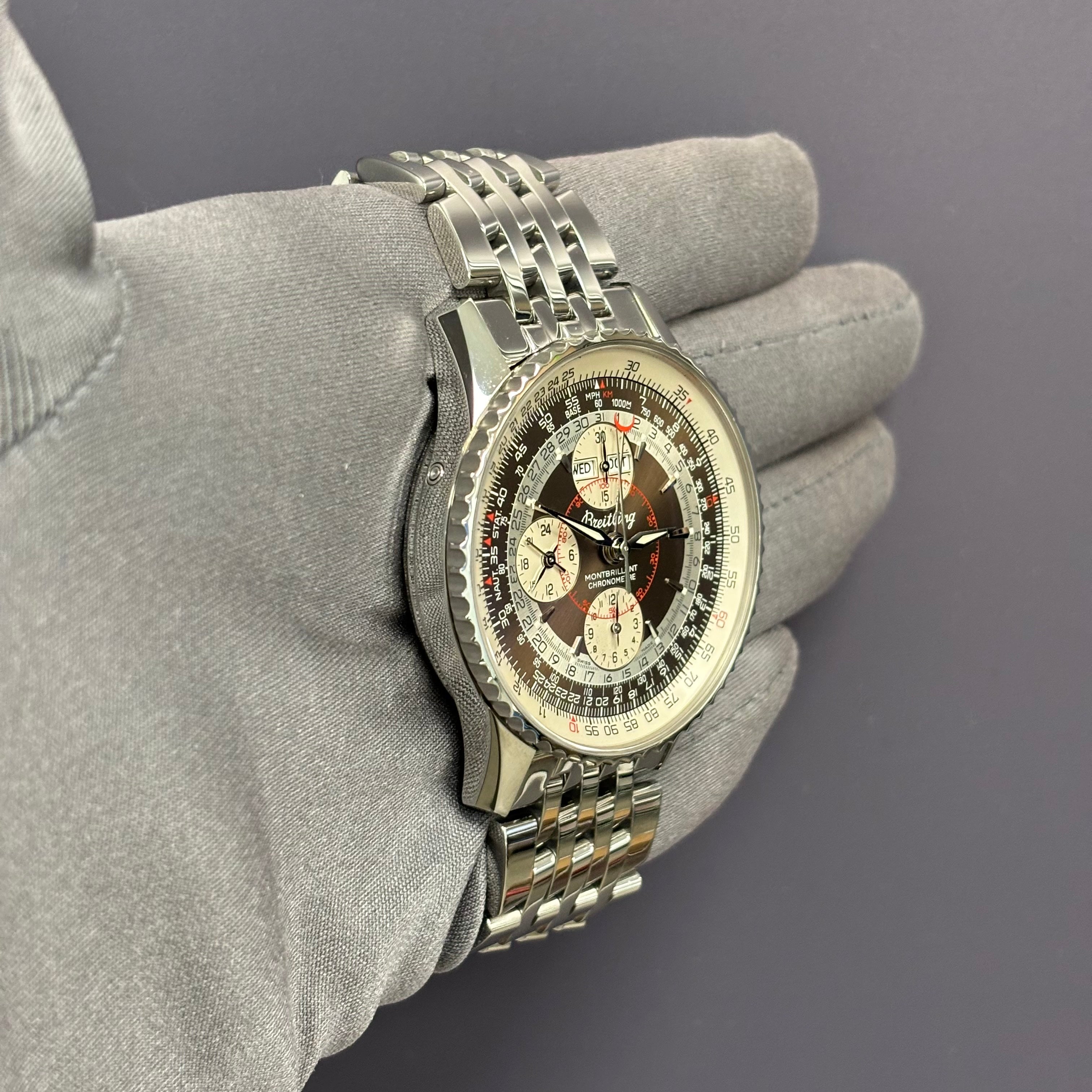 Breitling Montbrillant 43mm Brown/Silver Dial Watch Ref# A21330 - Happy Jewelers Fine Jewelry Lifetime Warranty