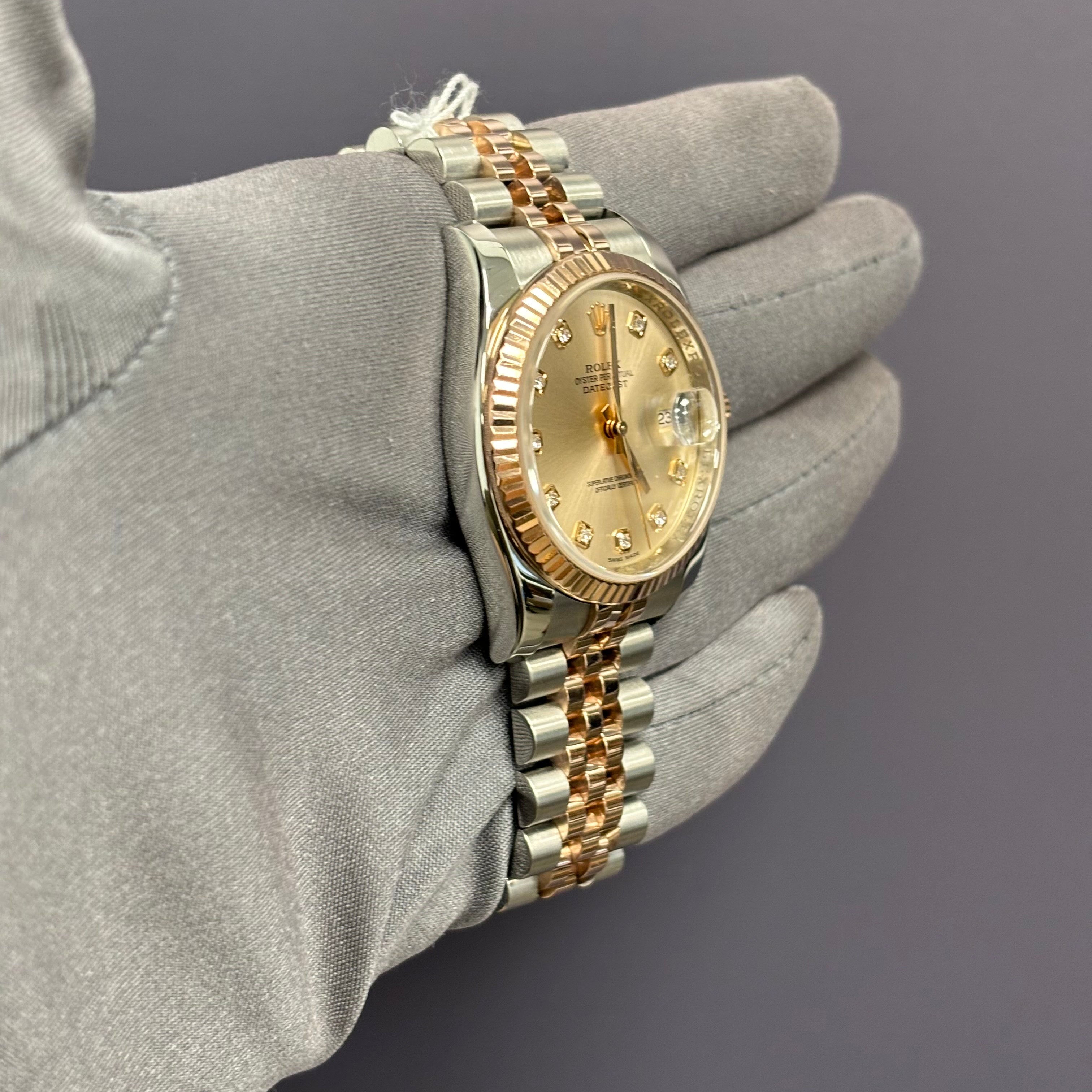 Rolex Datejust 36mm Rose Gold & Stainless Steel Pink Dial Ref# 116231 - Happy Jewelers Fine Jewelry Lifetime Warranty