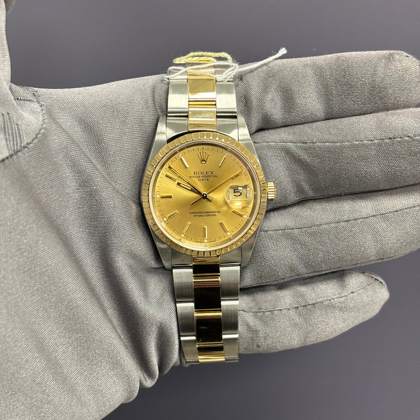 Rolex Oyster Perpetual 34mm Champagne Dial Watch Ref# 15223