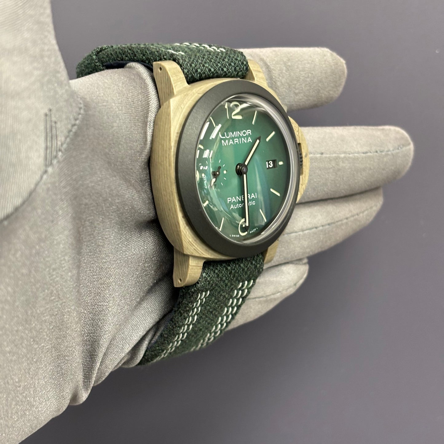 Panerai Luminor 44mm Green Dial Watch Ref PAM01120 Happy Jewelers