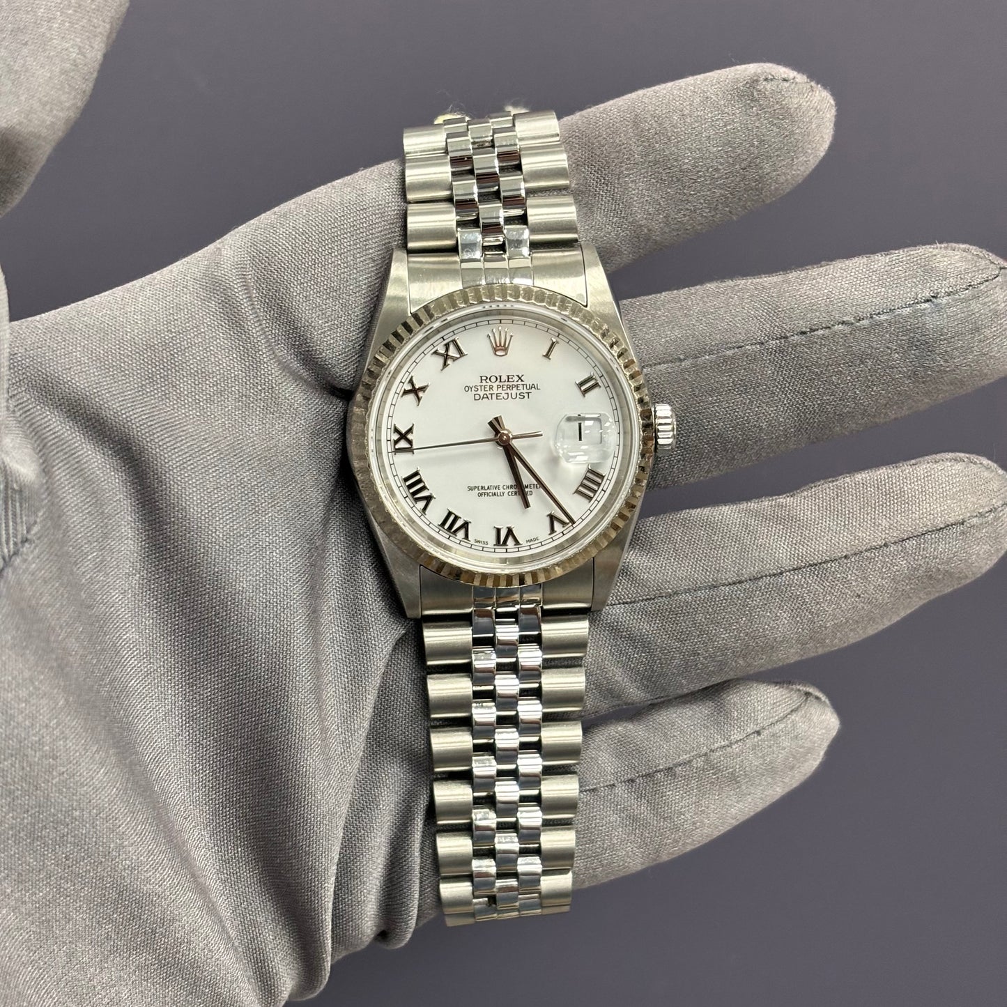 Rolex Datejust 36mm White Dial Watch Ref# 16234