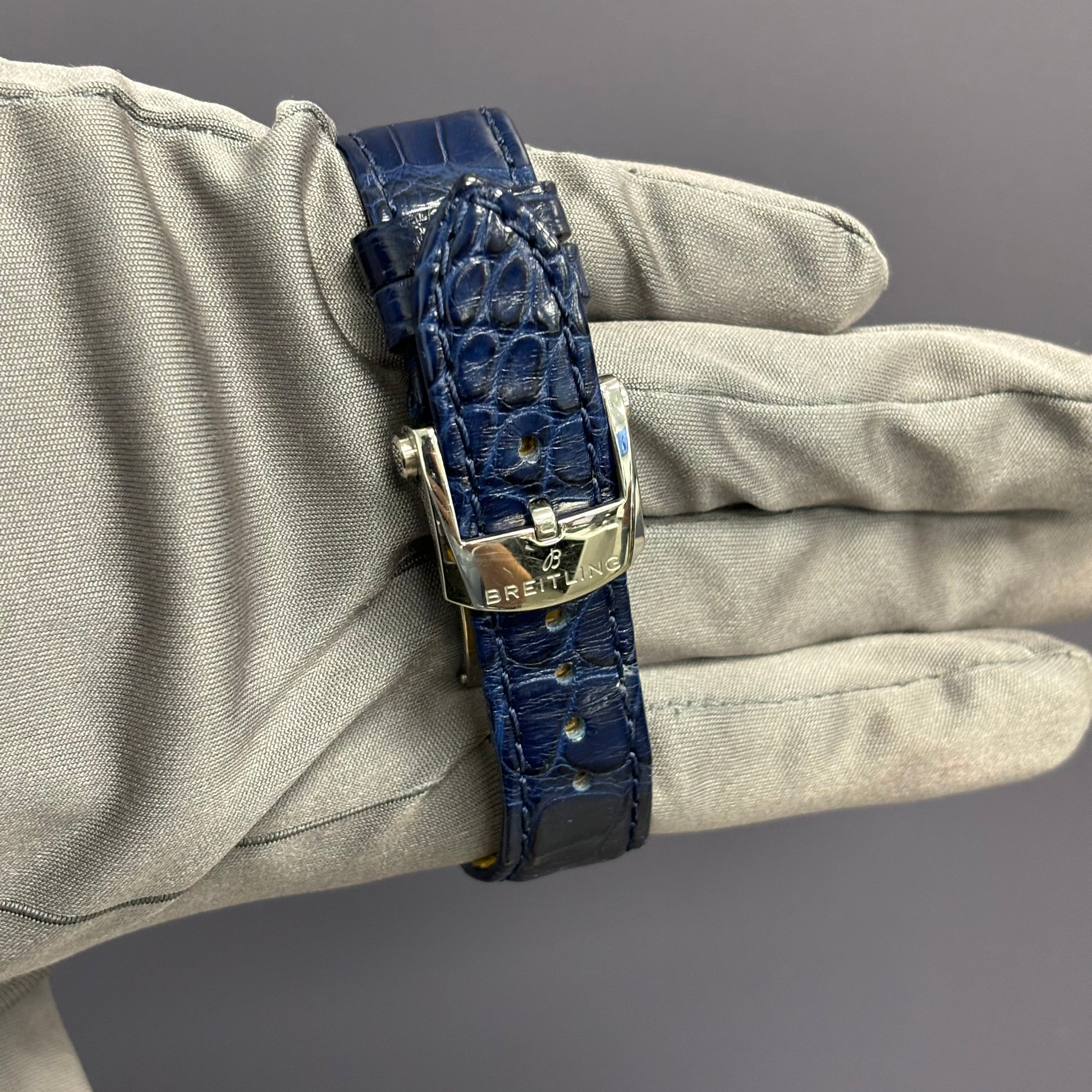 Breitling Chronomat 36mm Blue Dial Watch Ref# A10380 - Happy Jewelers Fine Jewelry Lifetime Warranty