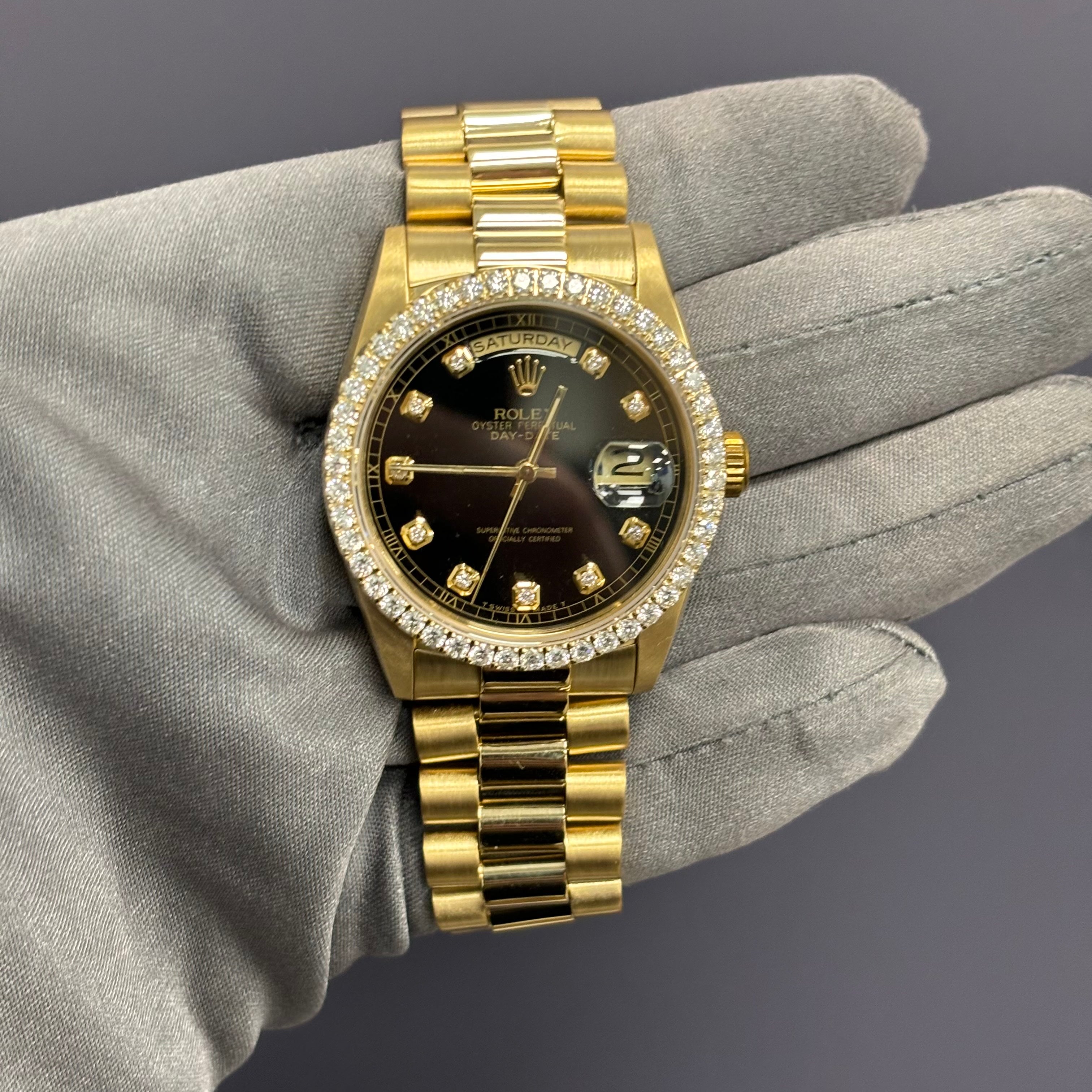 Rolex Day-Date 36mm Black Dial Watch Ref# 18238 - Happy Jewelers Fine Jewelry Lifetime Warranty