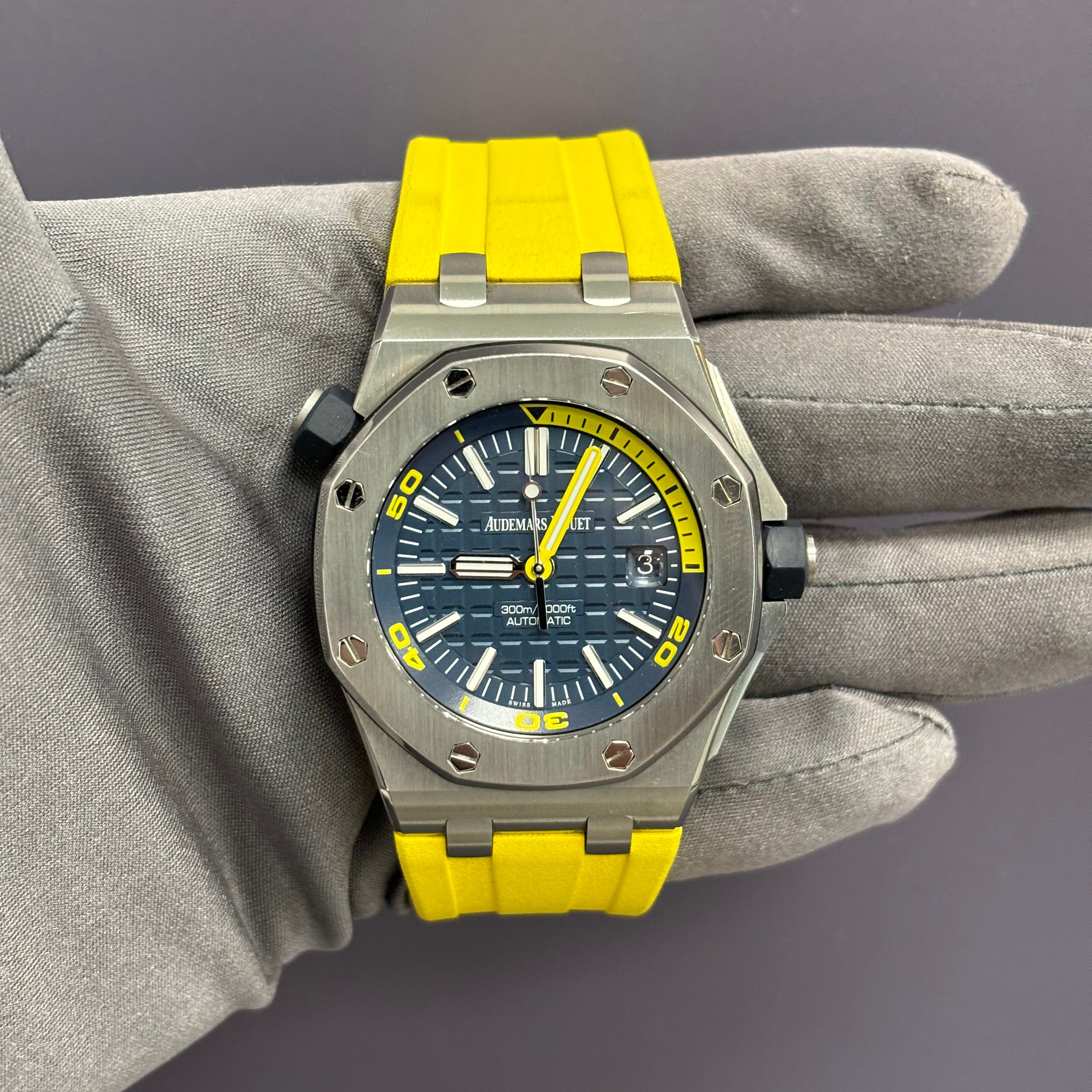 Audemars Piguet Royal Oak 42mm Blue Dial Ref# 15710ST.OO.A027CA.01 - Happy Jewelers Fine Jewelry Lifetime Warranty