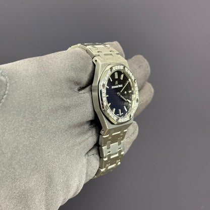 Audemars Piguet Royal Oak 33mm Black Dial Watch Ref# 67650ST.OO.1261ST.01 - Happy Jewelers Fine Jewelry Lifetime Warranty