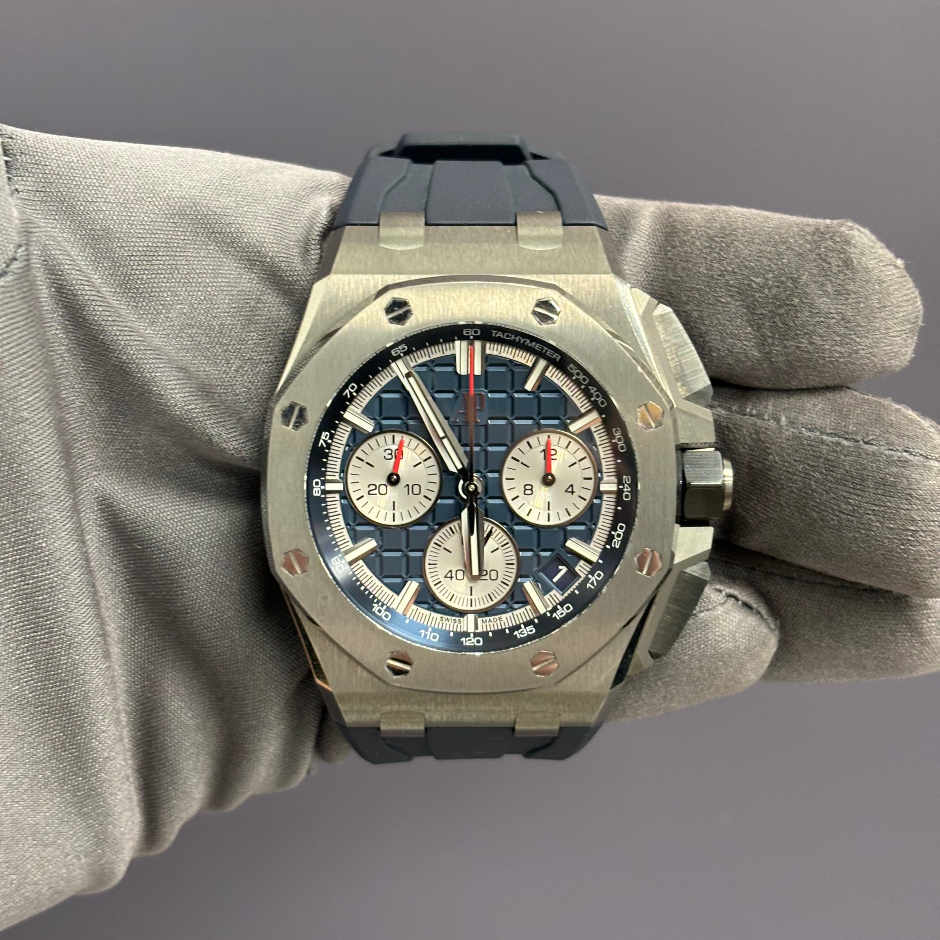 Audemars Piguet Royal Oak 43mm Black Dial Watch Ref# 26420TI.OO.A027CA.01 - Happy Jewelers Fine Jewelry Lifetime Warranty