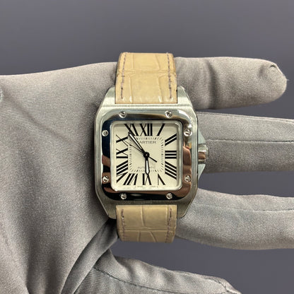 Cartier Santos 33mm White Dial Watch Ref# W20126X8 - Happy Jewelers Fine Jewelry Lifetime Warranty