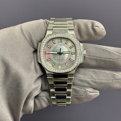 Patek Philippe Nautilus 34mm MOP Dial Watch Ref# 7008/1A-012 - Happy Jewelers Fine Jewelry Lifetime Warranty