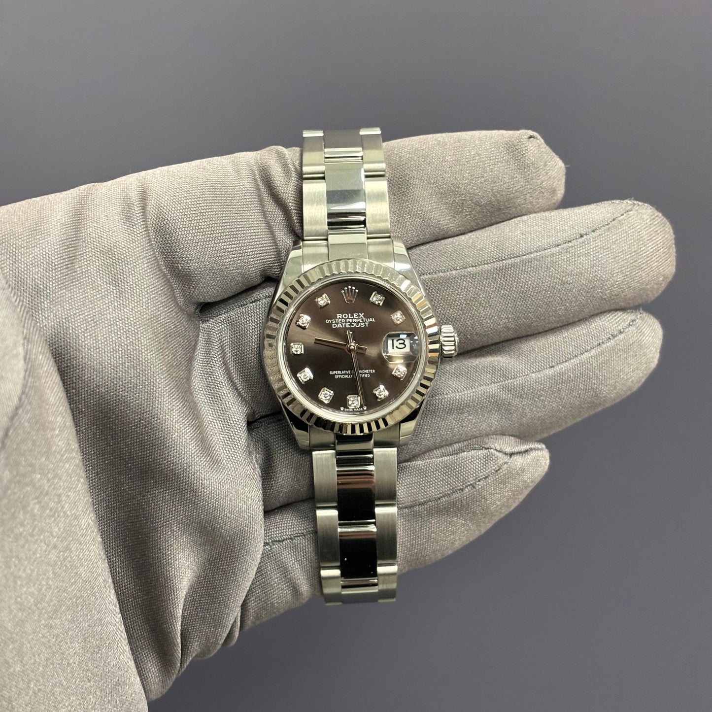 Rolex Datejust 28mm Grey Dial Watch Ref# 279174