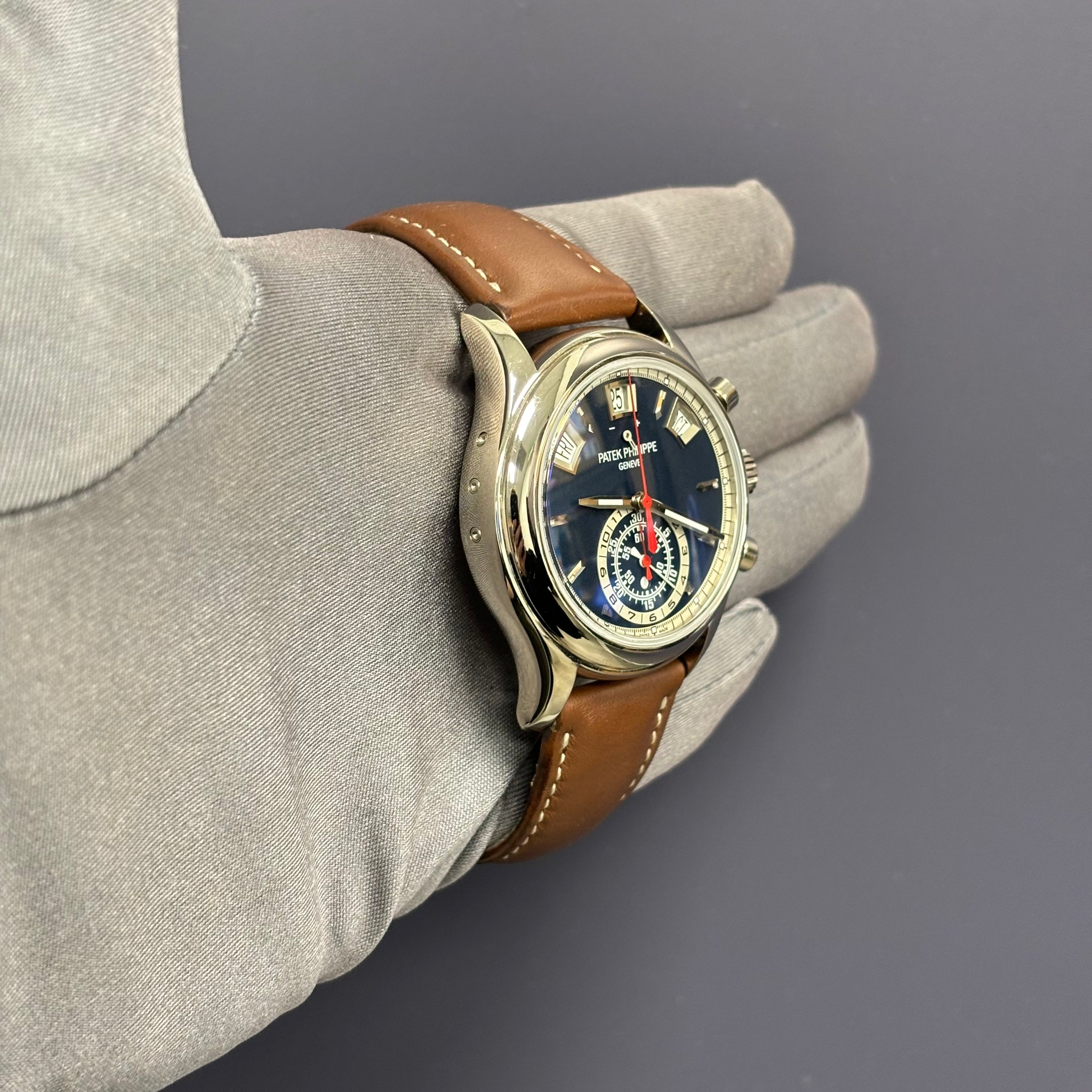 Patek Philippe Annual Calendar 40.5mm Blue Dial Watch Ref# 5960/01G-001 - Happy Jewelers Fine Jewelry Lifetime Warranty