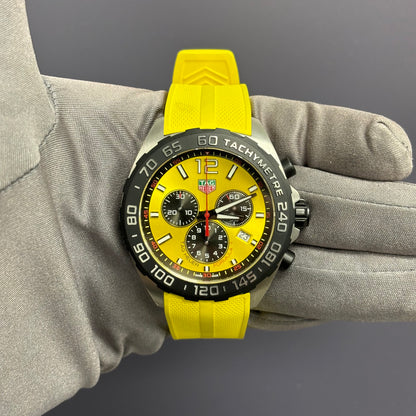 Tag Heuer Formula 1 43mm Yellow Dial Watch Ref# CAZ101AM - Happy Jewelers Fine Jewelry Lifetime Warranty