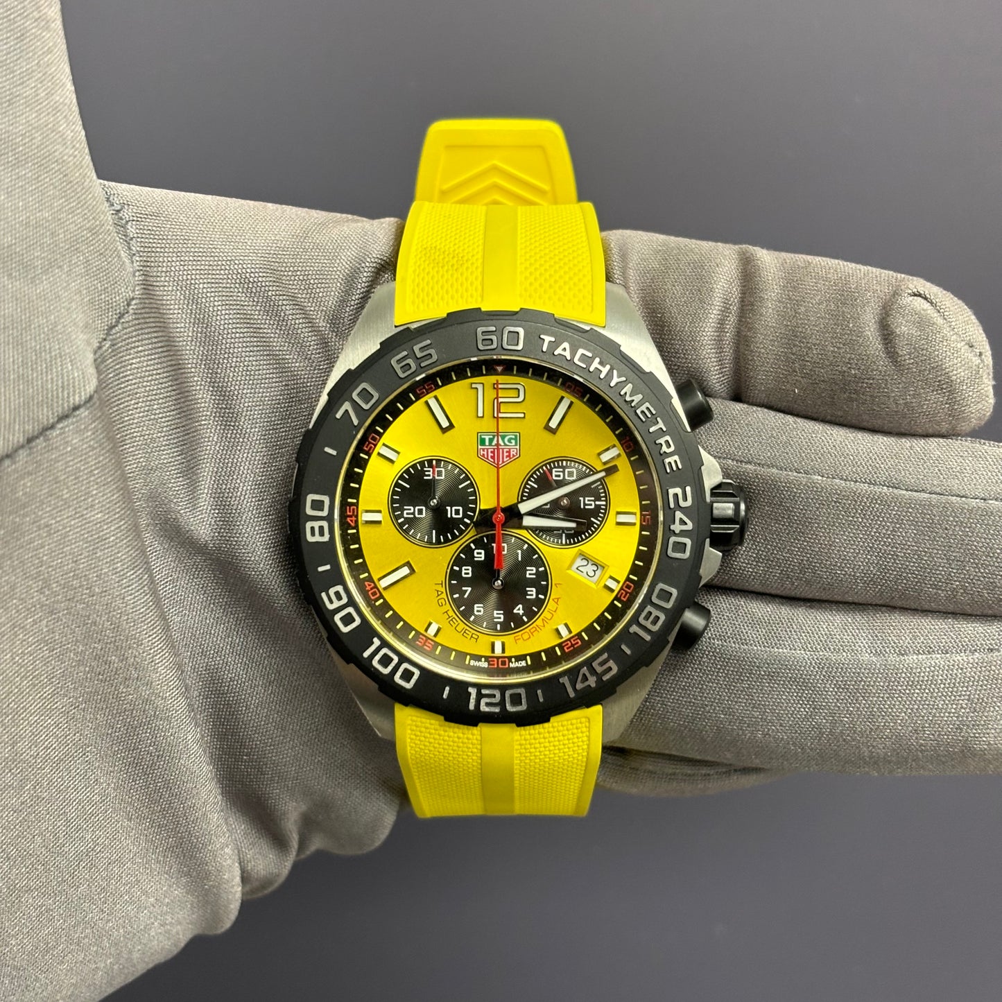 Tag Heuer Formula 1 43mm Yellow Dial Watch Ref# CAZ101AM