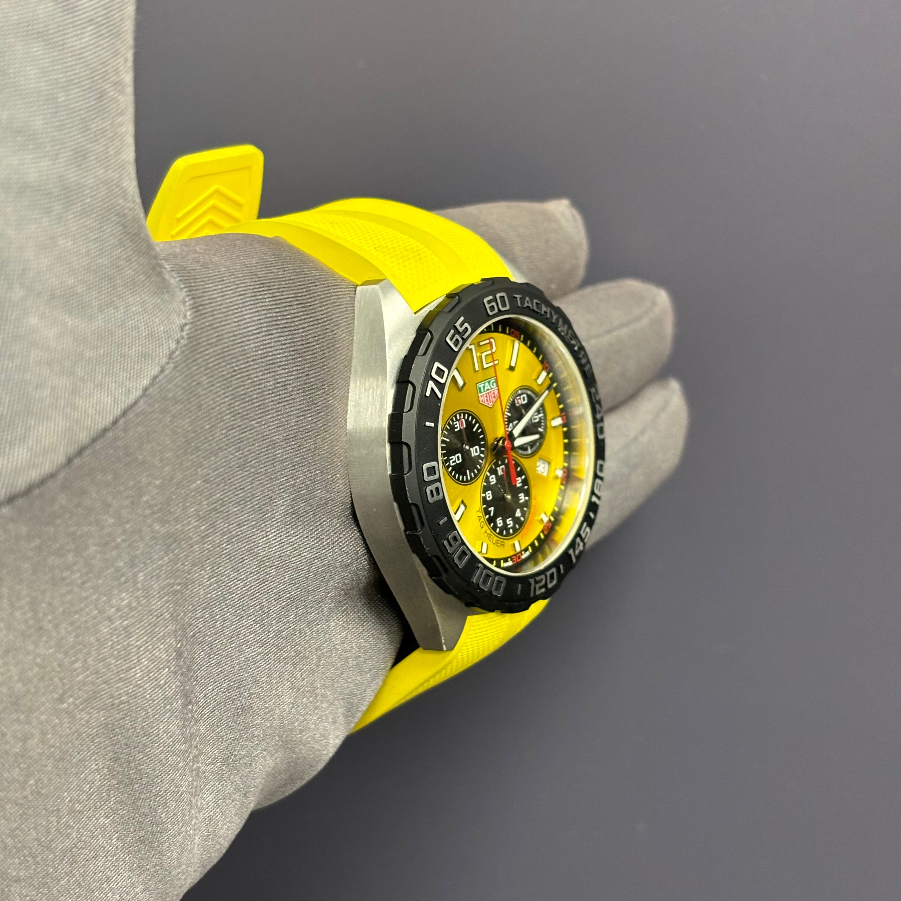 Tag Heuer Formula 1 43mm Yellow Dial Watch Ref# CAZ101AM - Happy Jewelers Fine Jewelry Lifetime Warranty