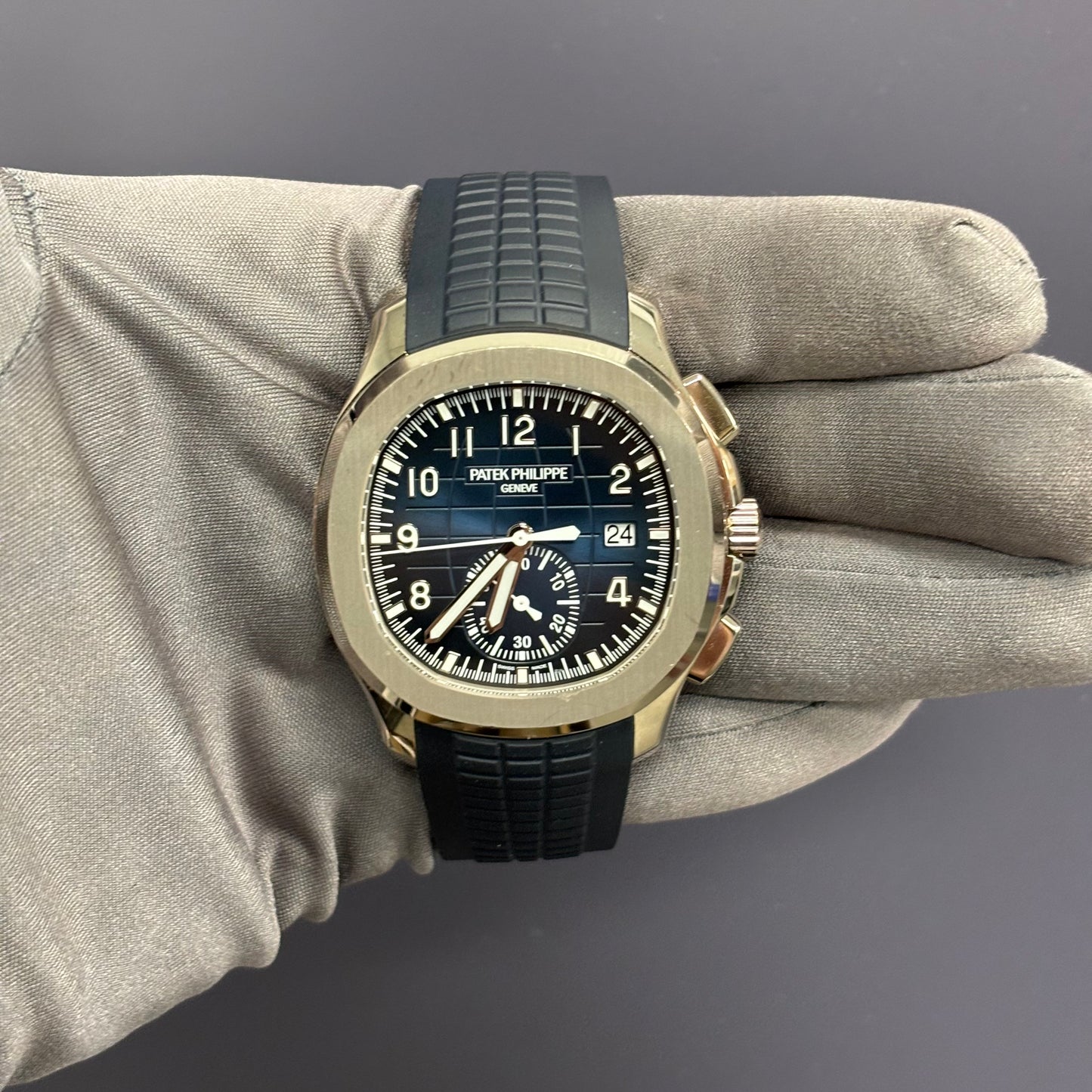 Patek Philippe Aquanaut 42mm Blue Dial Watch Ref# 5968G-001