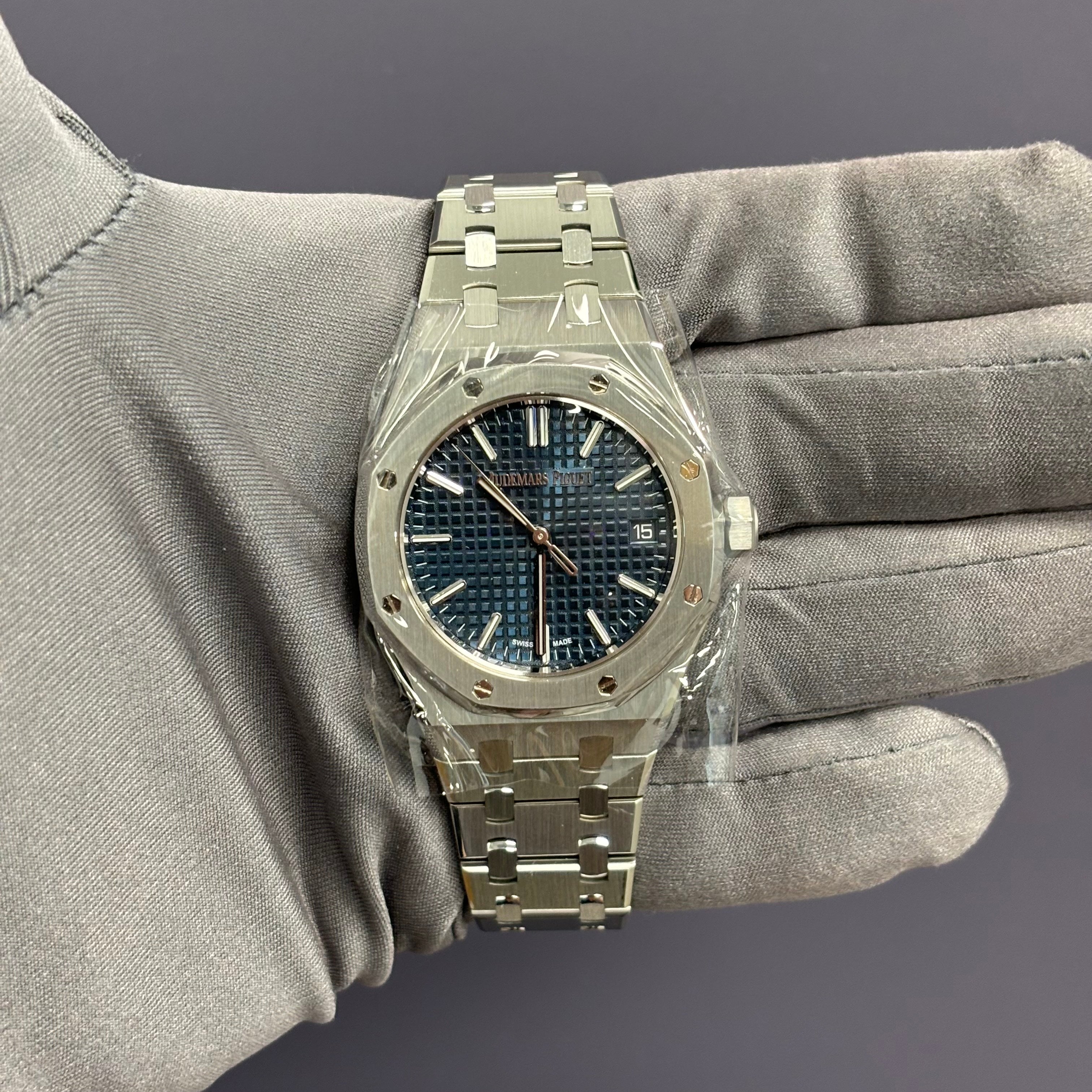 Audemars Piguet Royal Oak 37mm Blue Dial Watch Ref# 15550ST.OO.1356ST.02 - Happy Jewelers Fine Jewelry Lifetime Warranty