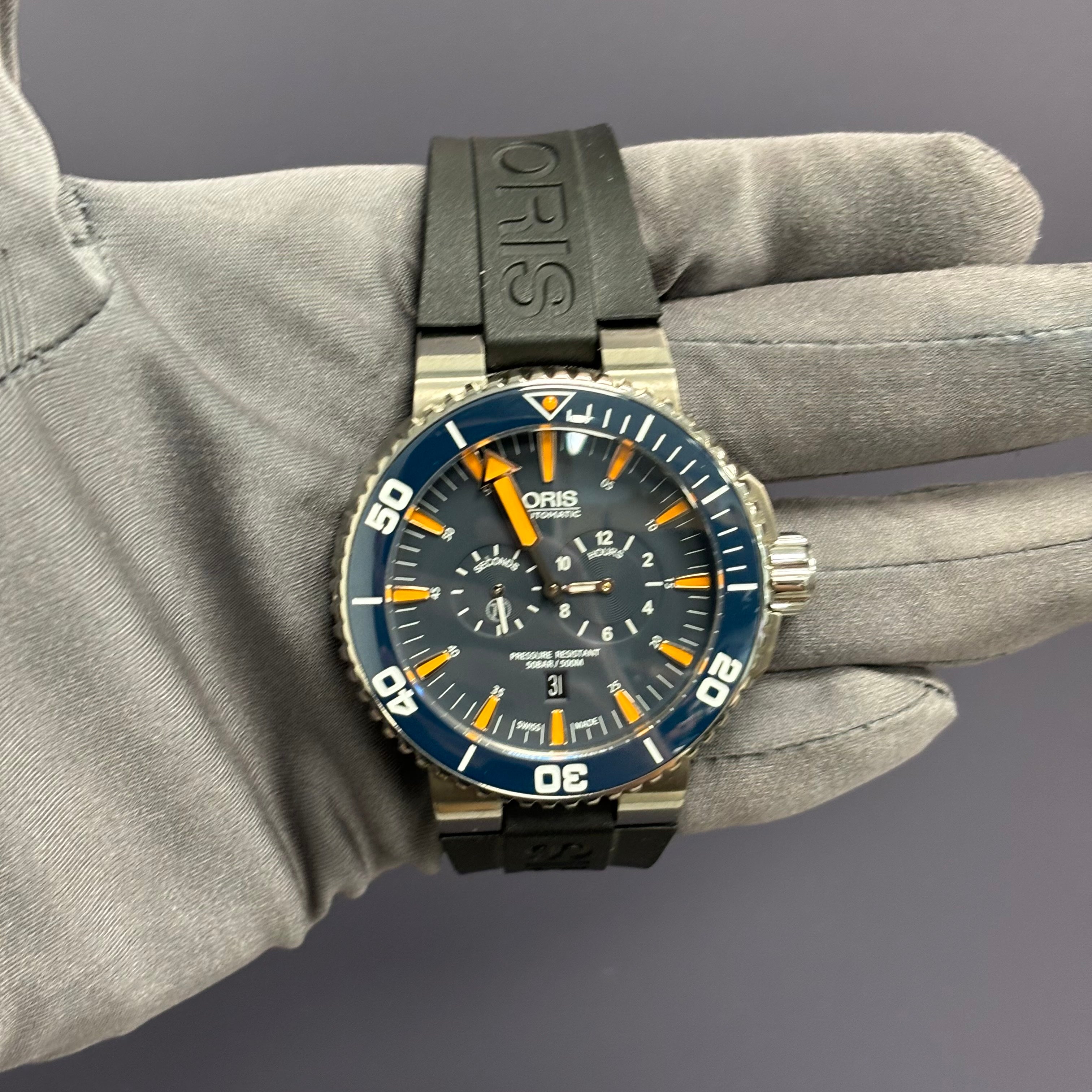 Oris Aquis 46mm Blue Dial Watch Ref# 01.749.7663.7185 - Happy Jewelers Fine Jewelry Lifetime Warranty