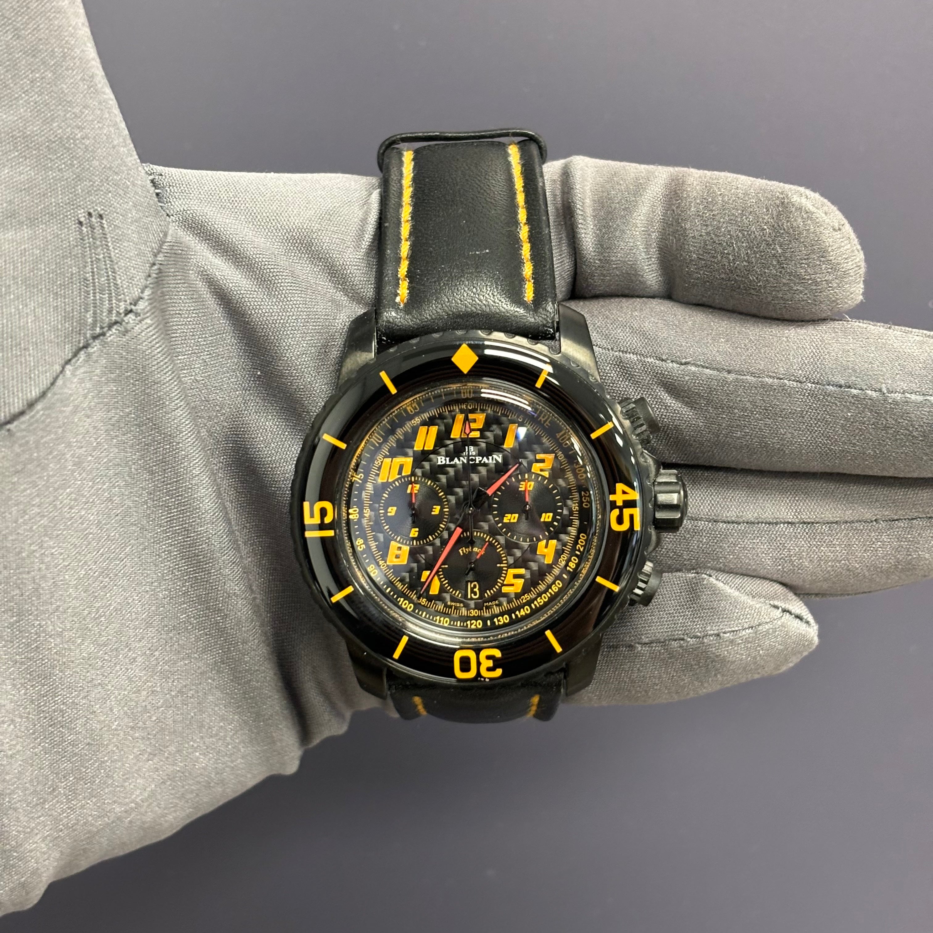 Blancpain Fifty Fathoms 45mm Carbon Dial Watch Ref# 5785F-11D03-63 - Happy Jewelers Fine Jewelry Lifetime Warranty